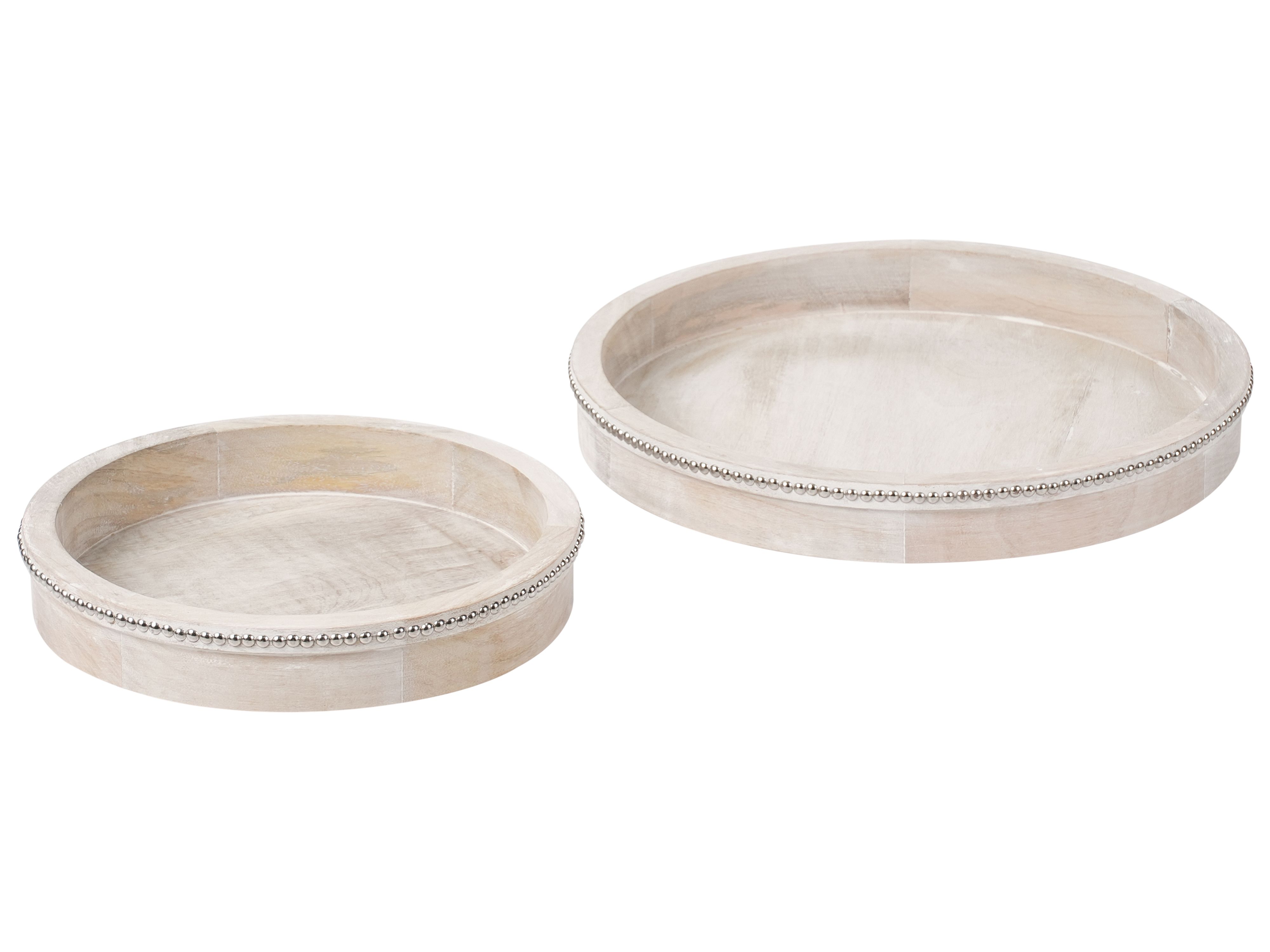 Set of 2 Serving Trays MANSOURA Mango Wood Light Brown
