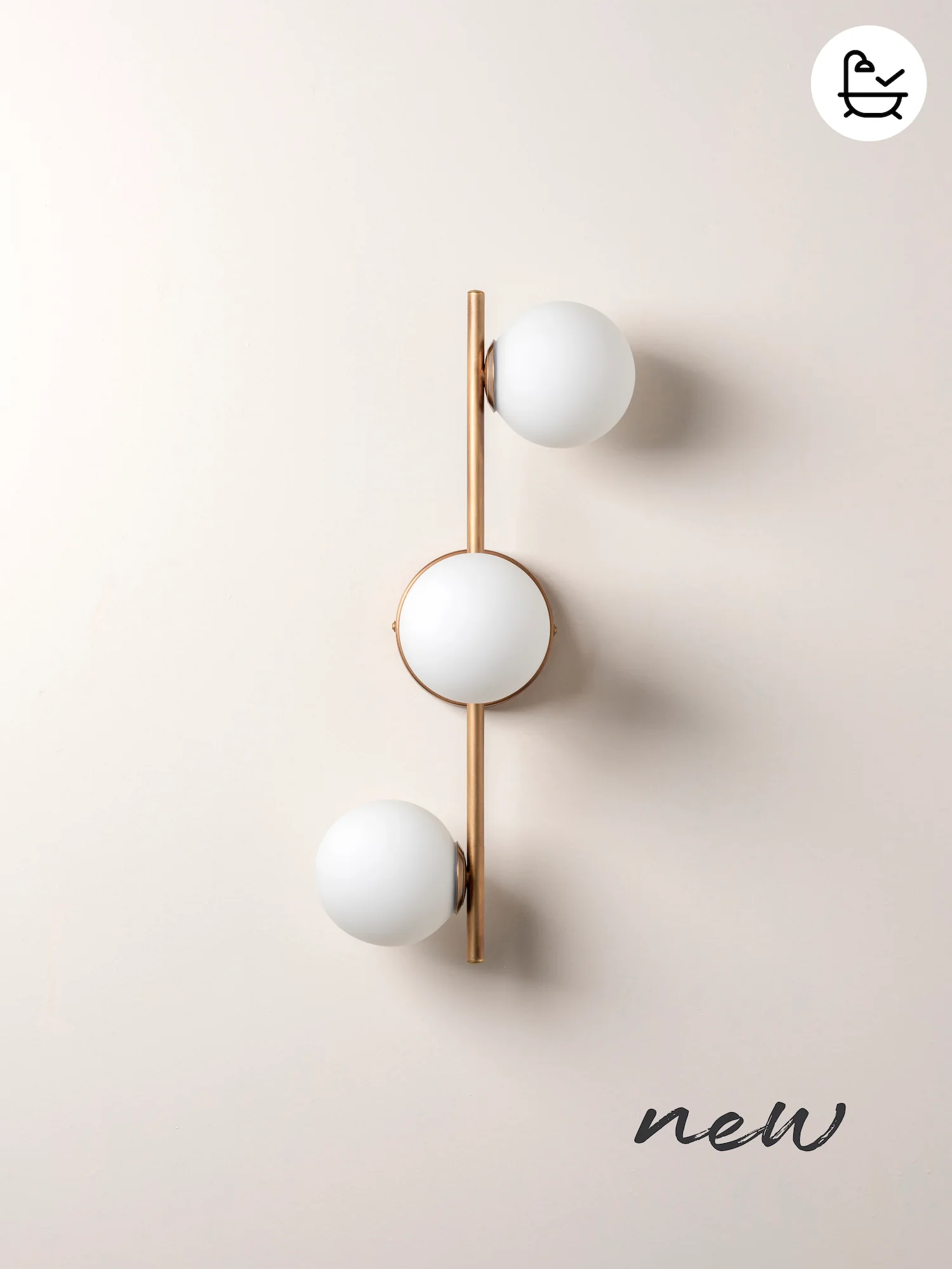 Coro - 3 light aged brass and opal ceiling / wall