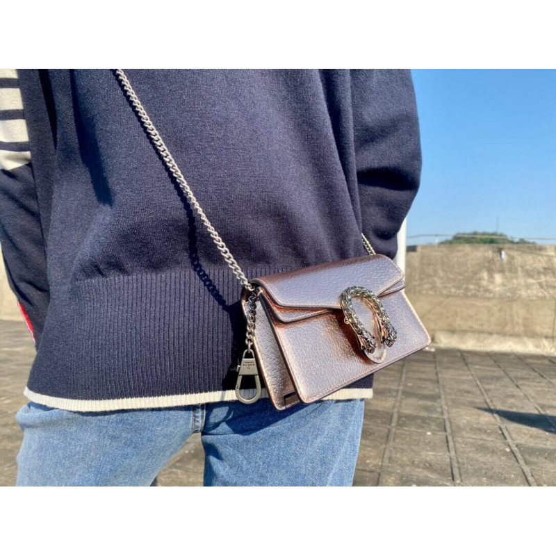 Replica Gucci Dionysus Small Shoulder Bag In Rose Gold Lame Leather 4996231:1High-quality replica