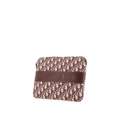 Dior Oblique pouch in burgundy and beige monogram canvas Oblique and burgundy leather1:1High-quality replica