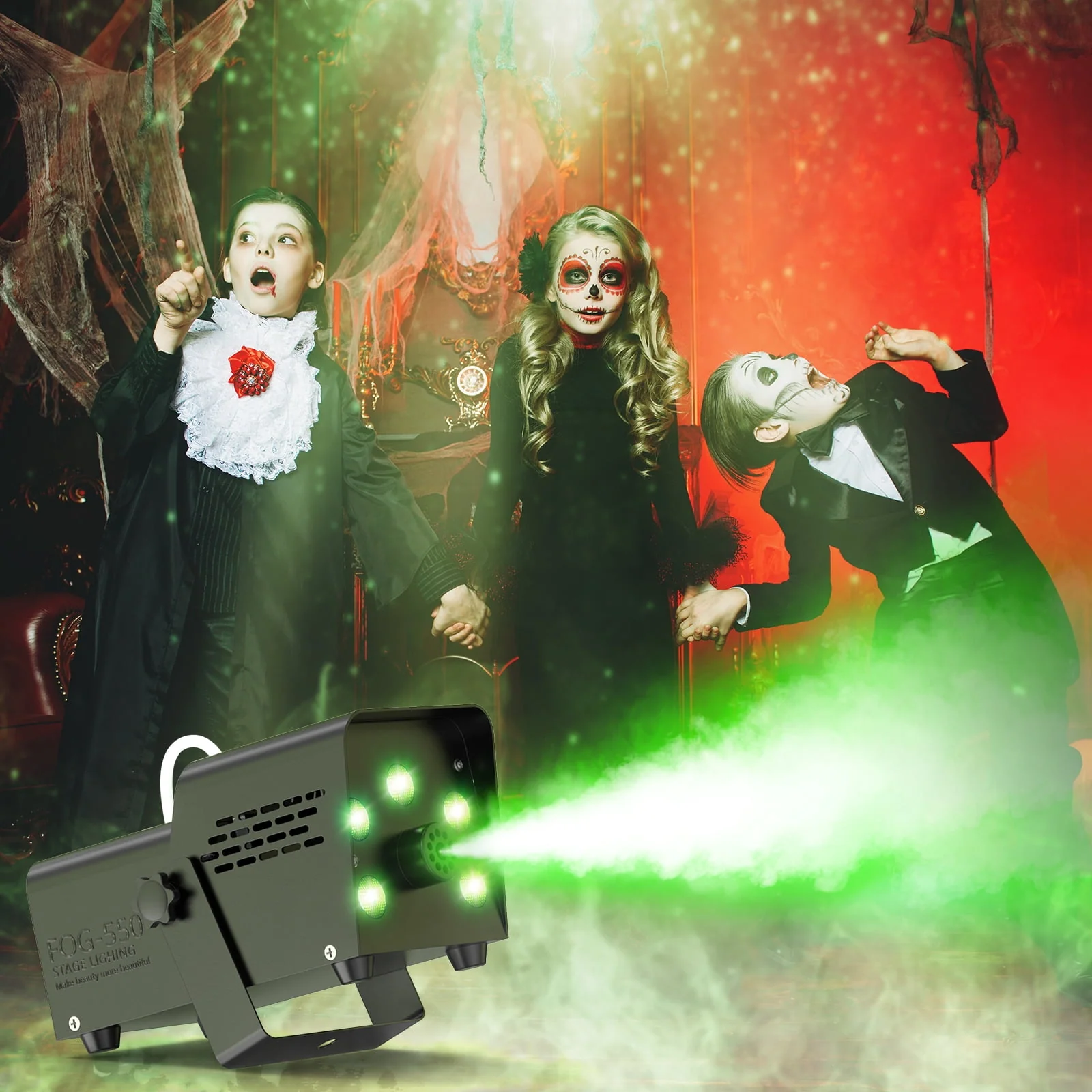 Wondnuga Halloween Fog Machine Smoke Machine 550W 3-in-one RGB Light Beads Smoke Machine Remote Control for Halloween Party Wedding - Image 4 Wondnuga Halloween Fog Machine Smoke Machine 550W 3-in-one RGB Light Beads Smoke Machine Remote Control for Halloween Party Wedding - Image 4