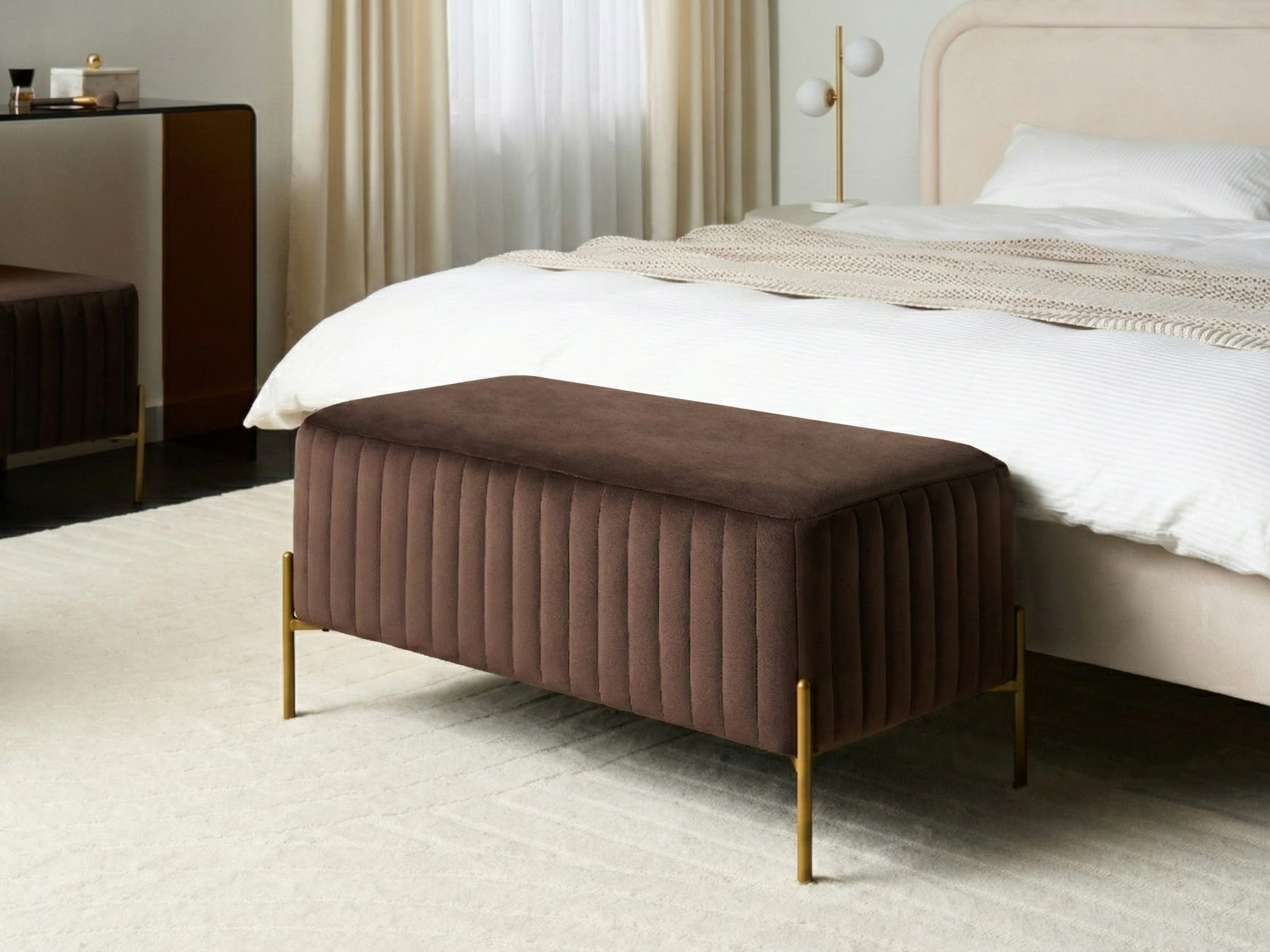 Upholstered Bench UTAH Velvet Dark Brown
