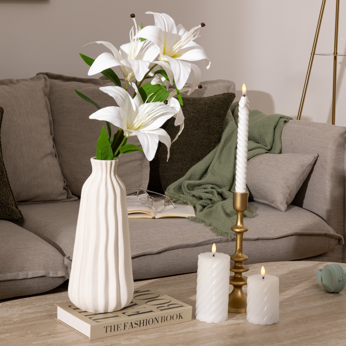 LED candle "Aloe" White, 135g