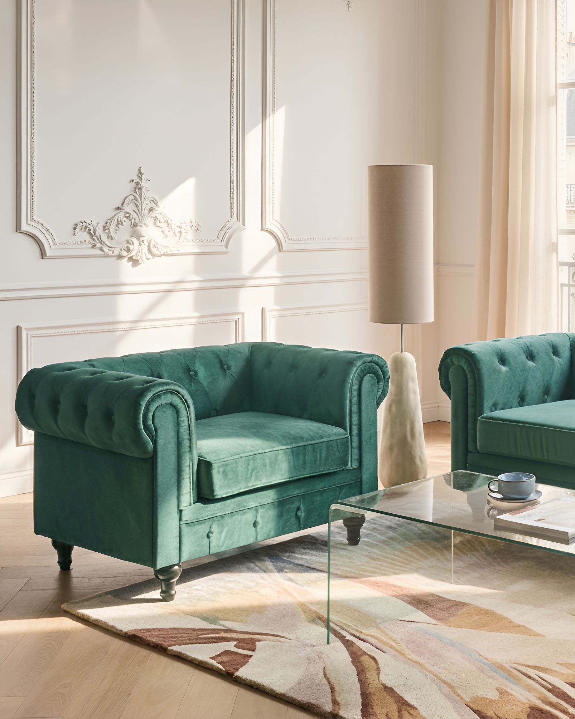 Armchair CHESTERFIELD Velvet Emerald Green