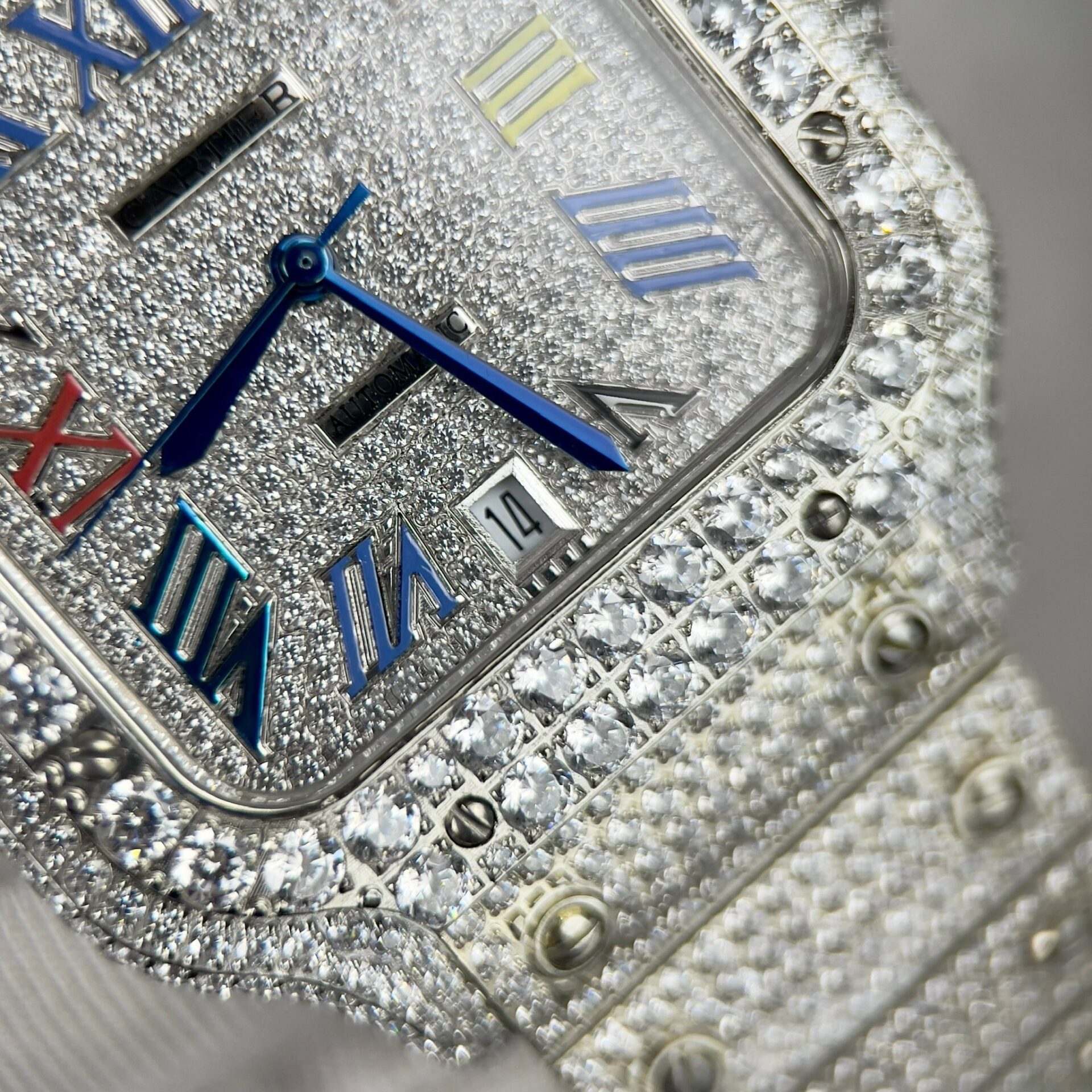 Cartier Santos Best Replica Watch With Full Stone 39.8mm - Top club