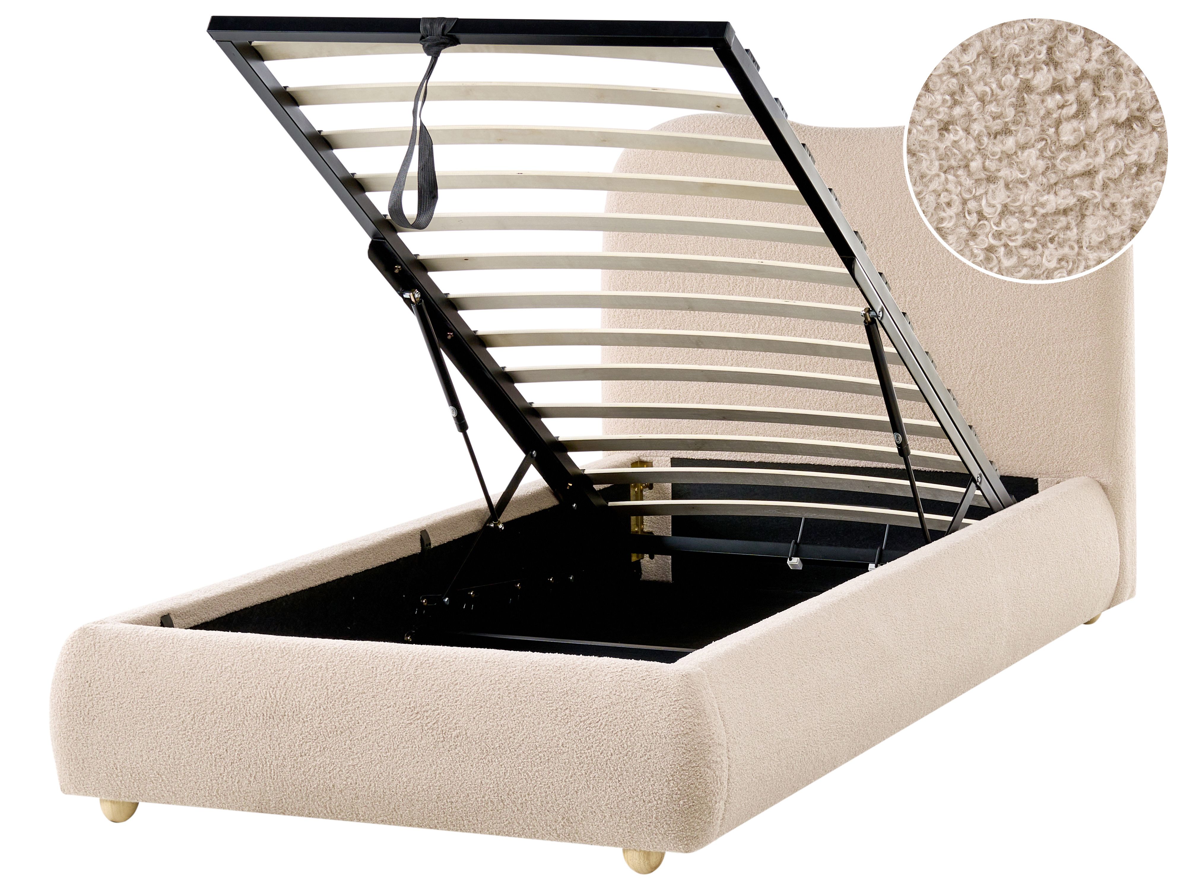 Ottoman Bed Boucle BLAGNAC 90 x 200 cm (EU Single) Beige