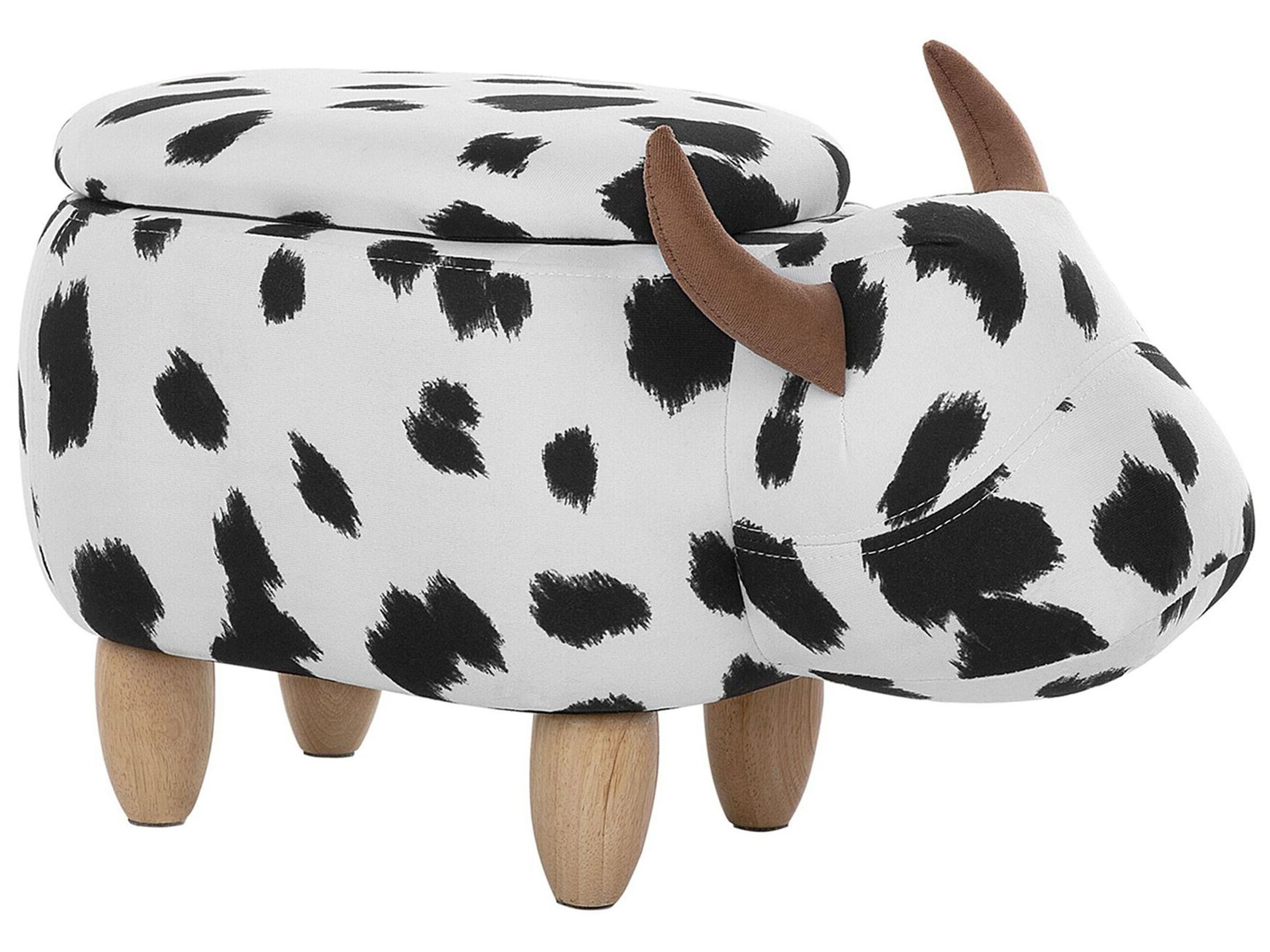 Storage Animal Stool COW Fabric White Cow
