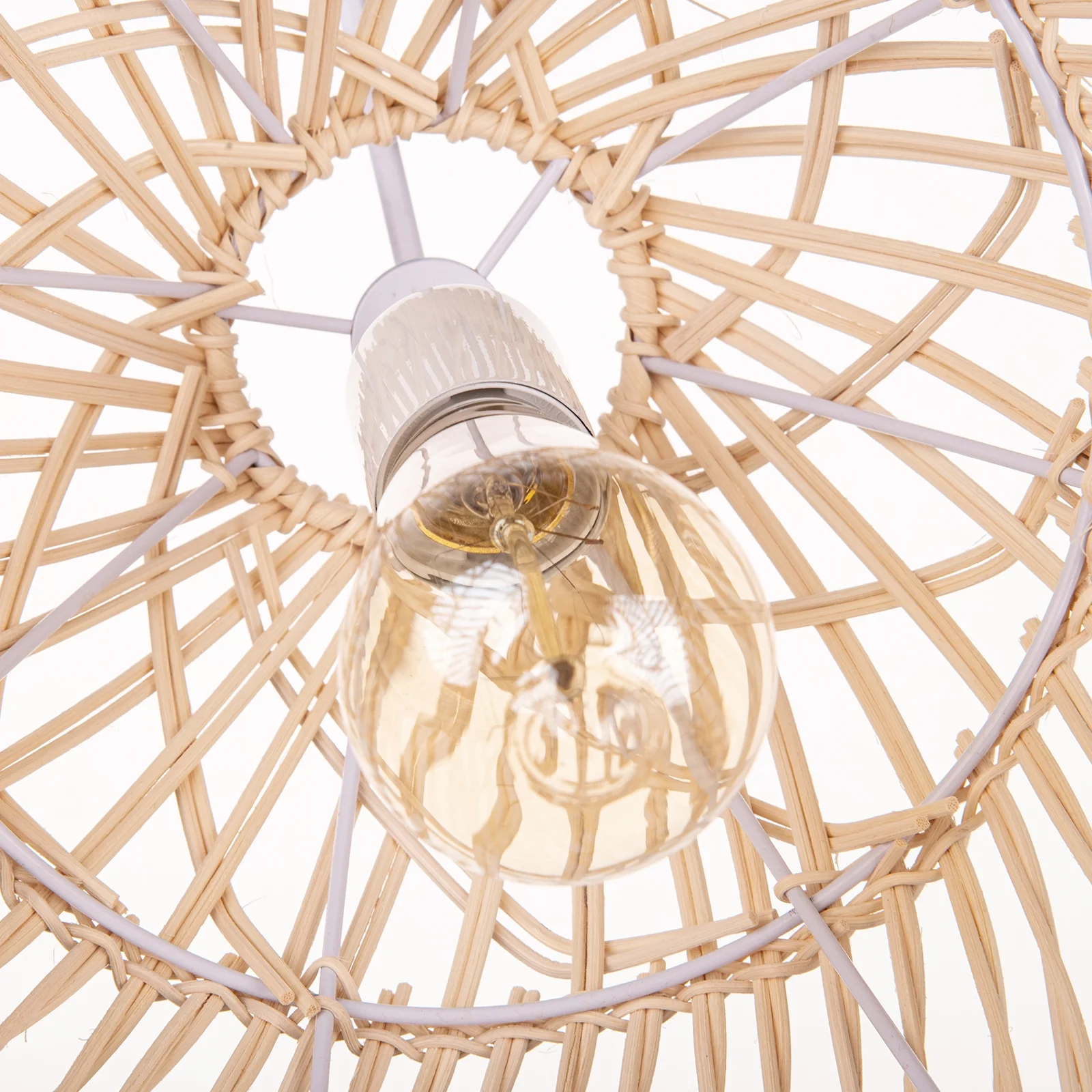 Arturesthome Rattan Pendant Lights Globe Hand Woven Boho Light Fixtures for Living Room Natural 19.5