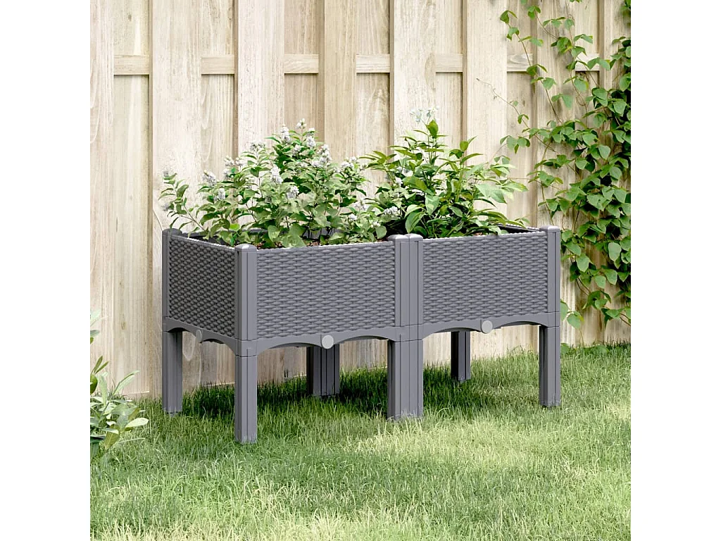 Jardinière avec pieds gris 80x40x42 cm PP FR38621