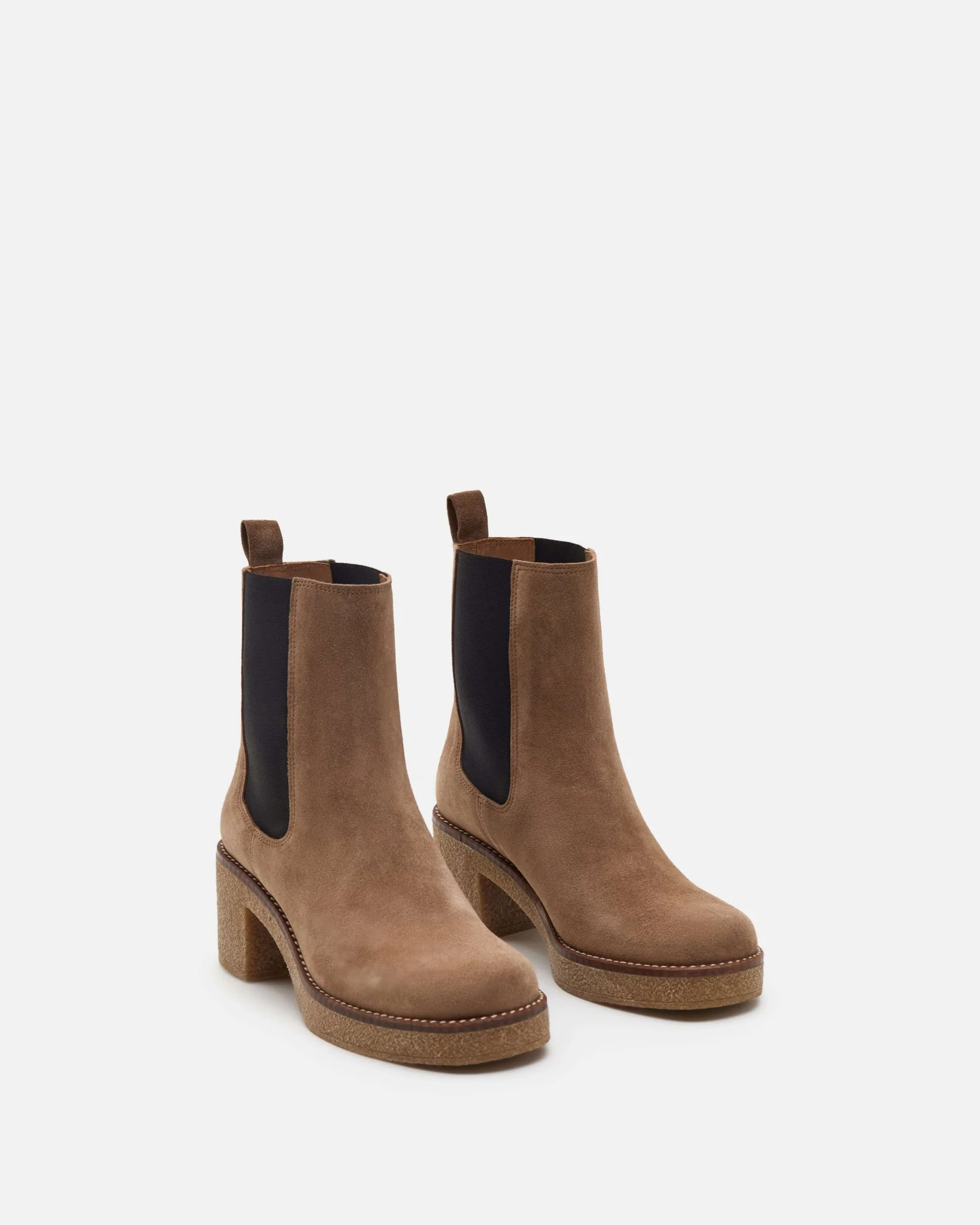BOTTINES MIRAGE/VEL - En cuir velours à lacets taupe