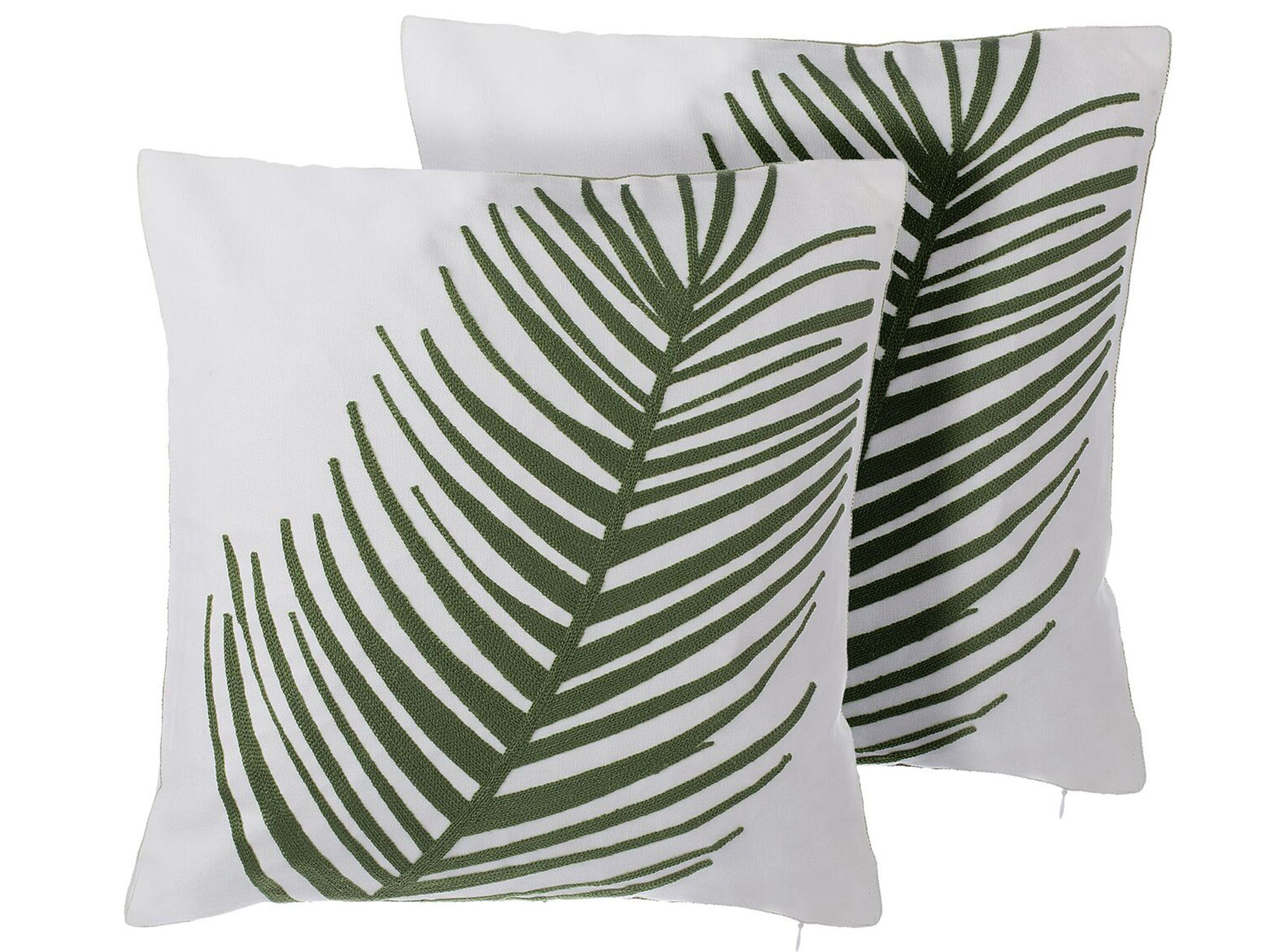 Set of 2 Decorative Cushions AZAMI Cotton 45 x 45 cm Dark Green Plant Pattern