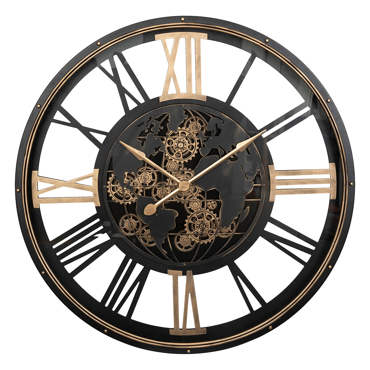 Mechanical clock "Clark" Black metal, D.110 cm
