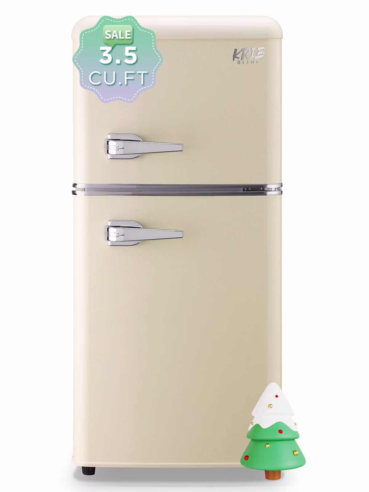 Krib B Compact Refrigerator 3.5 Cu.ft, Mini Fridge with Freezer, Modern Fridge with Dual Door, 7 Grade Temperature Adjustment, Silver - Image 5