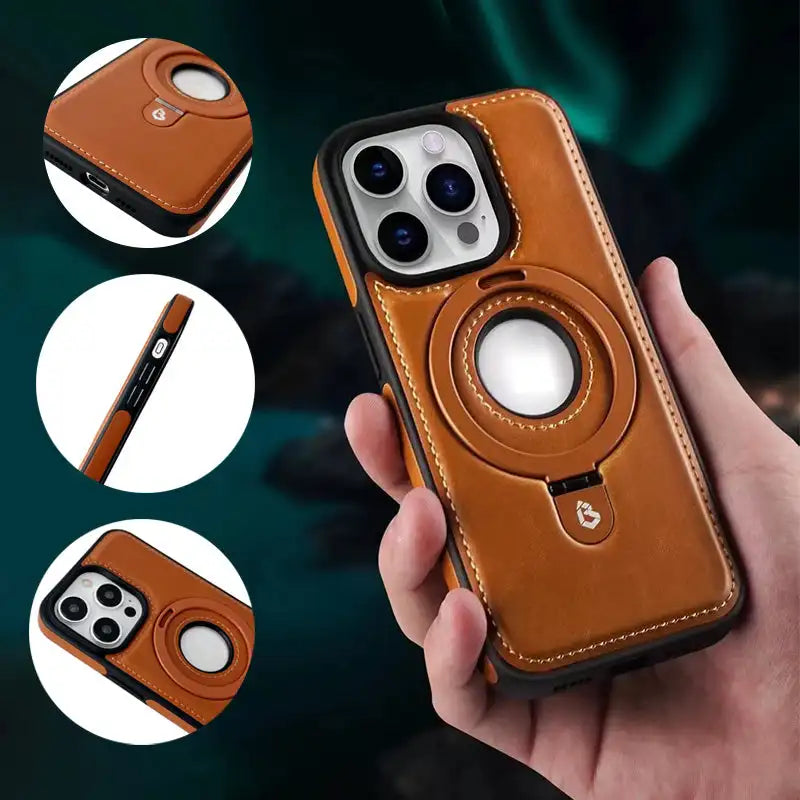 Premium PU-Leer Magnetisch Hoesje voor iPhone 12, 13, 14 met Ingebouwde Ringstandaard en Draadloos Opladen