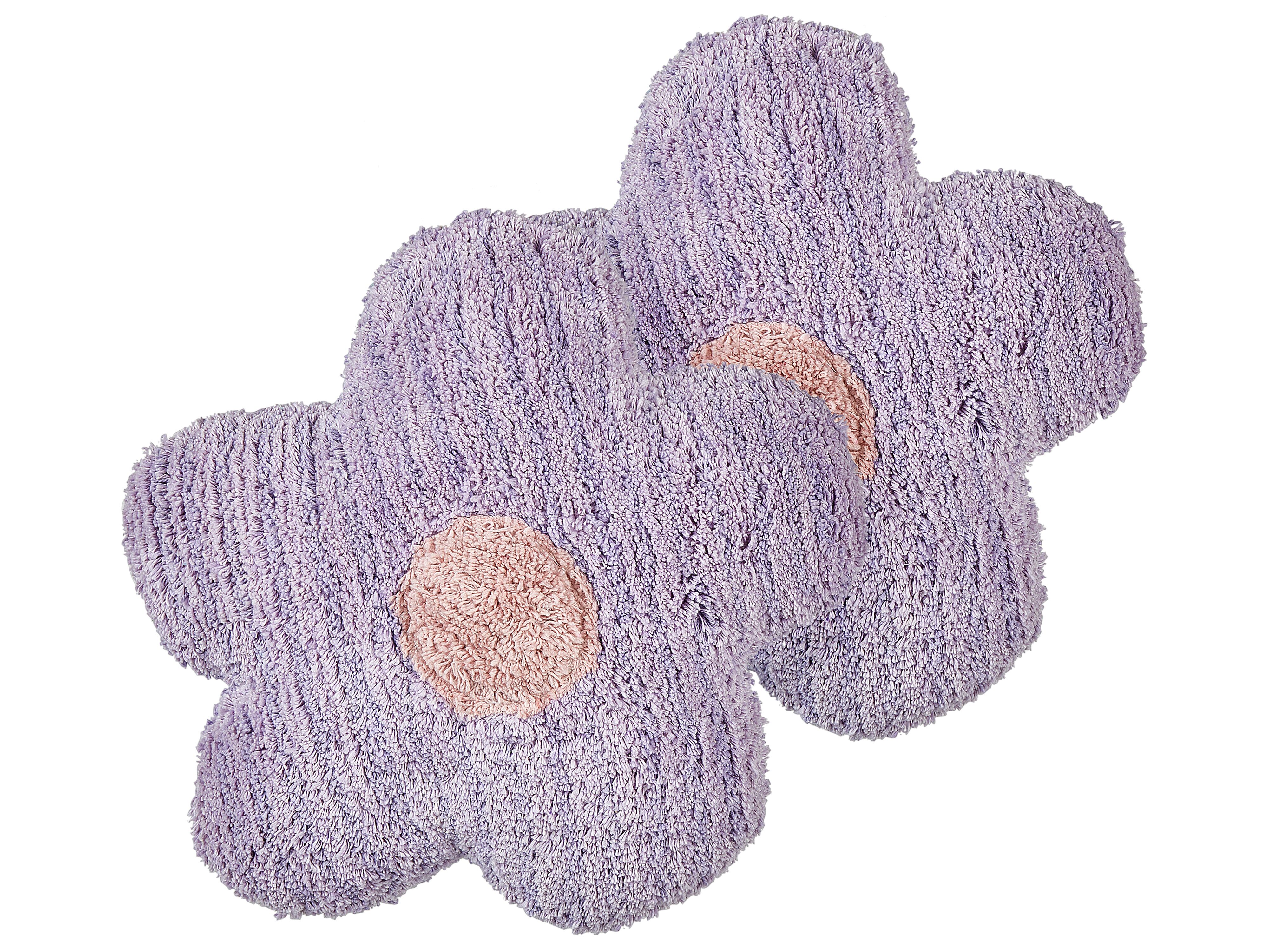 Set of 2 Decorative Cushions SORREL Cotton 30 x 30 cm Violet Flower