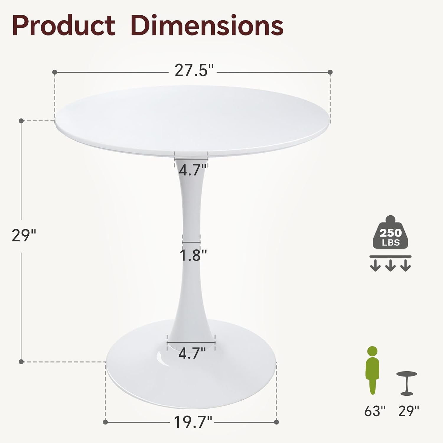 Round Dining Table 27.5
