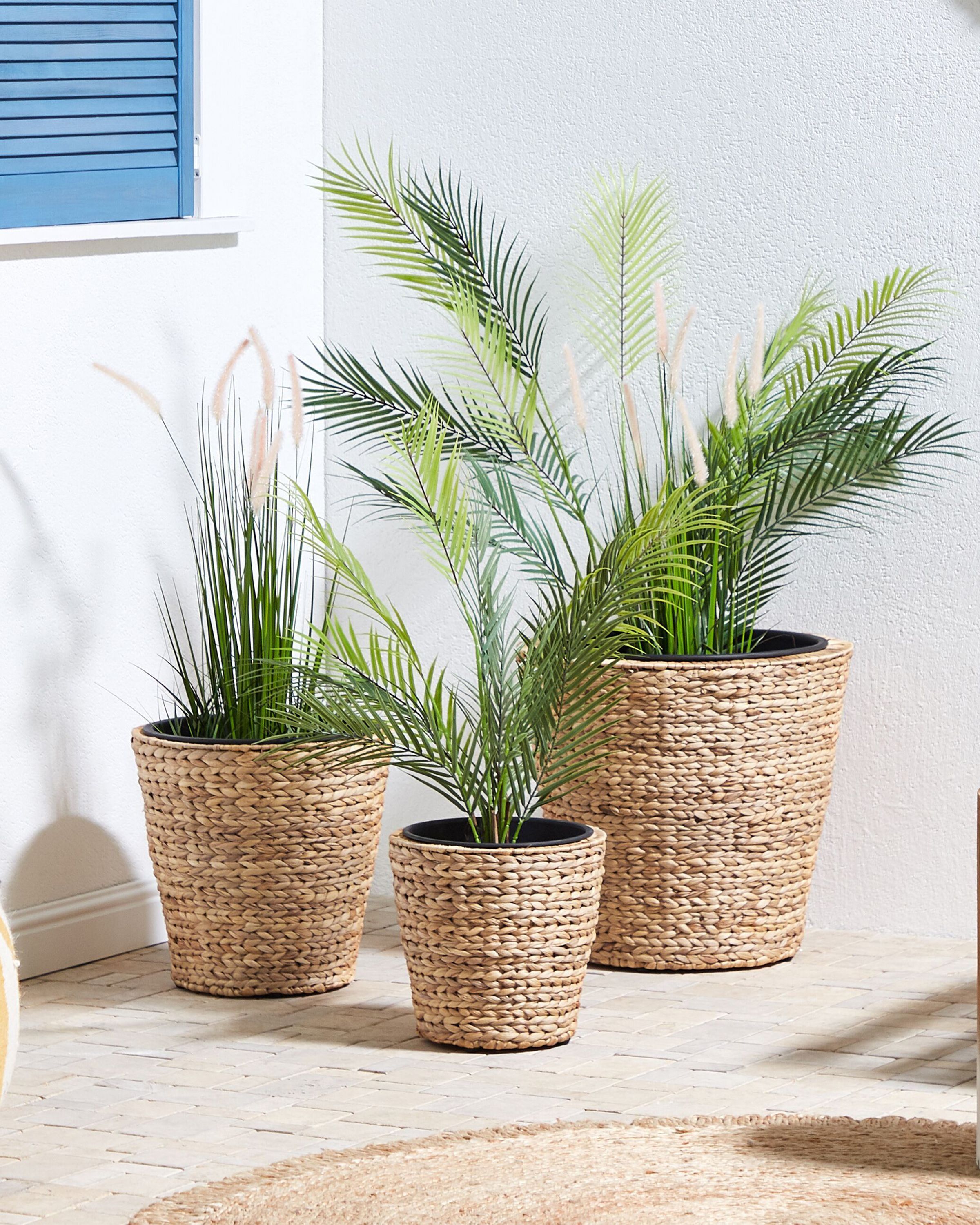 Set of 3 Plant Pots PLAKA Water Hyacinth 29/37/49 cm Natural