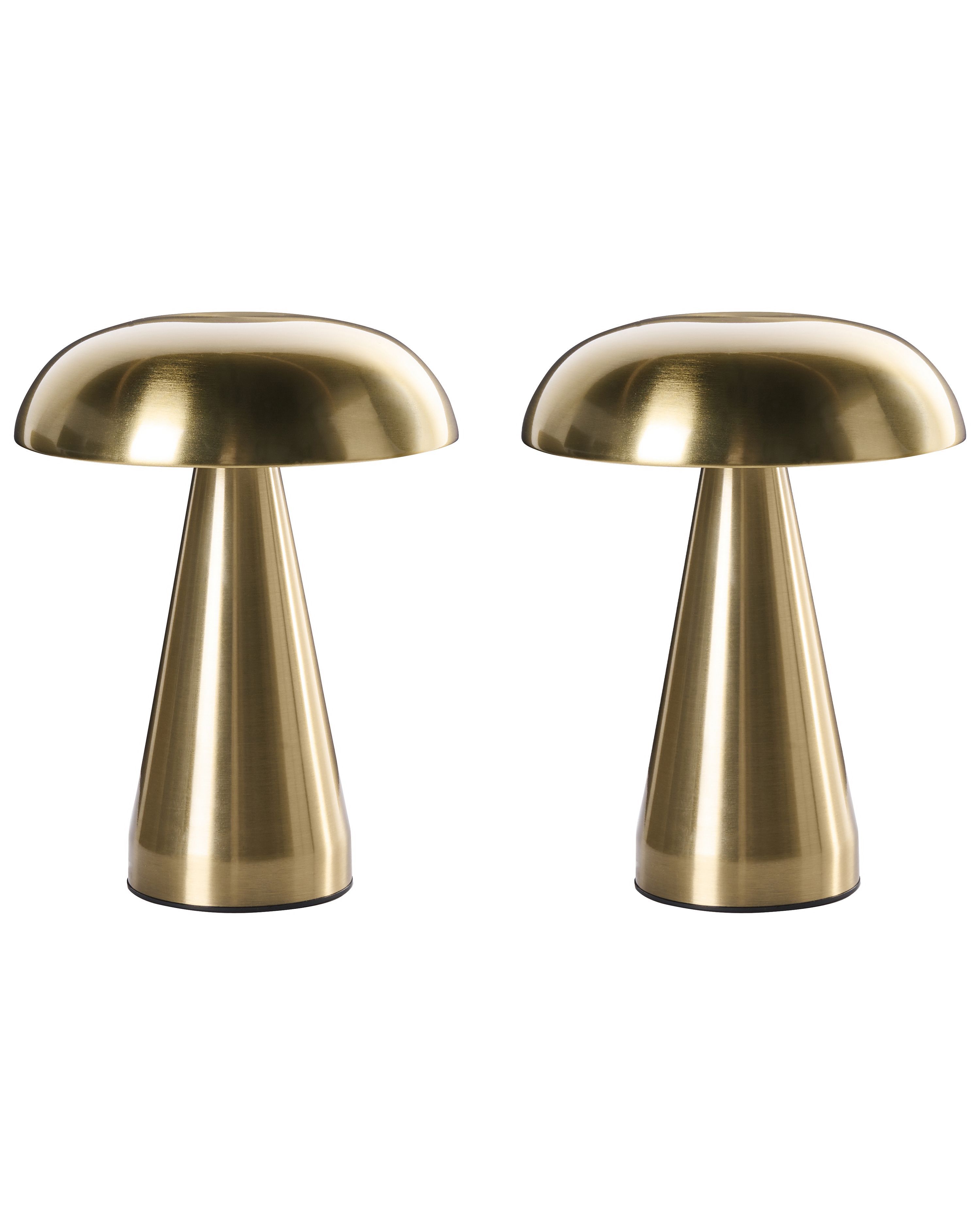 Set of 2 Wireless LED Table Lamp KULFO with Dimmer Metal Gold