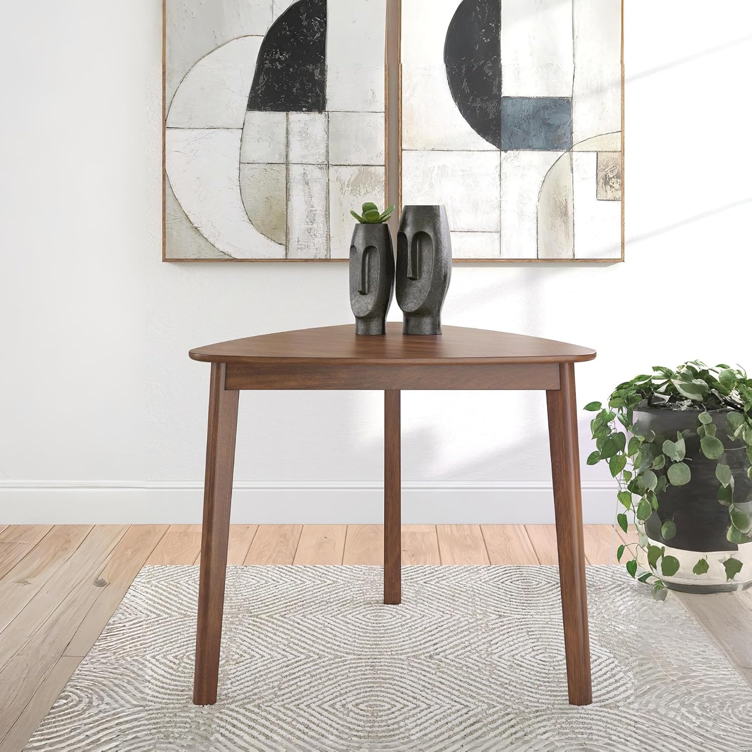 Signature Design By Ashley Lyncott Casual Triangle Dining Room Table, Mid-Century Modern, Seats 3, Rounded Corners, Wood, 35.25
