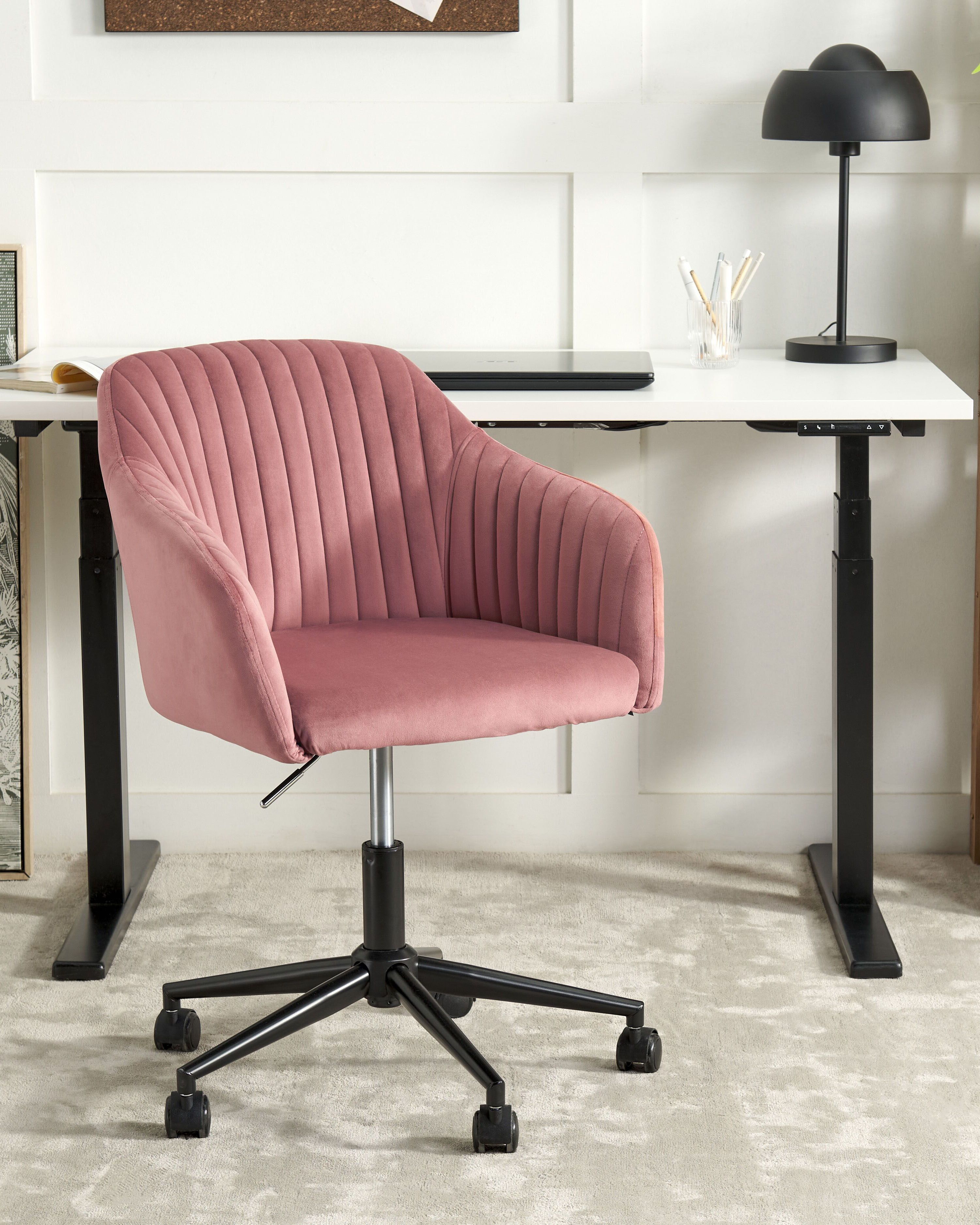 Desk Chair VENICE Velvet Pink