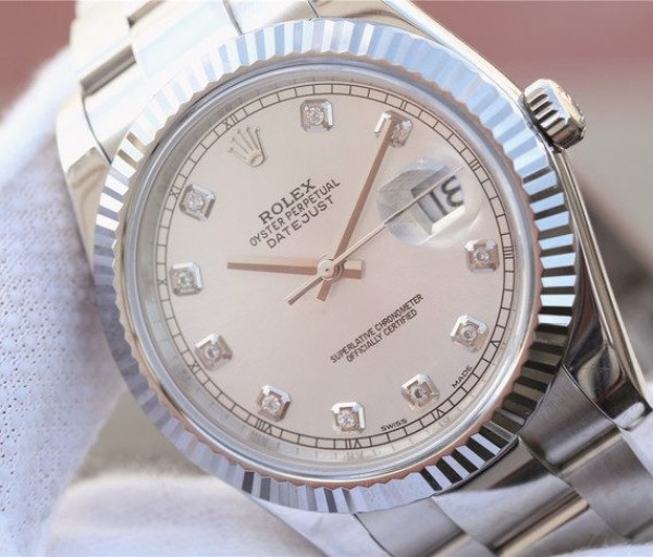 Replica Rolex DateJust 41mm 126334 Fluted Bezel White Dial Diamonds Markers SS Bracelet A3235 - Top club