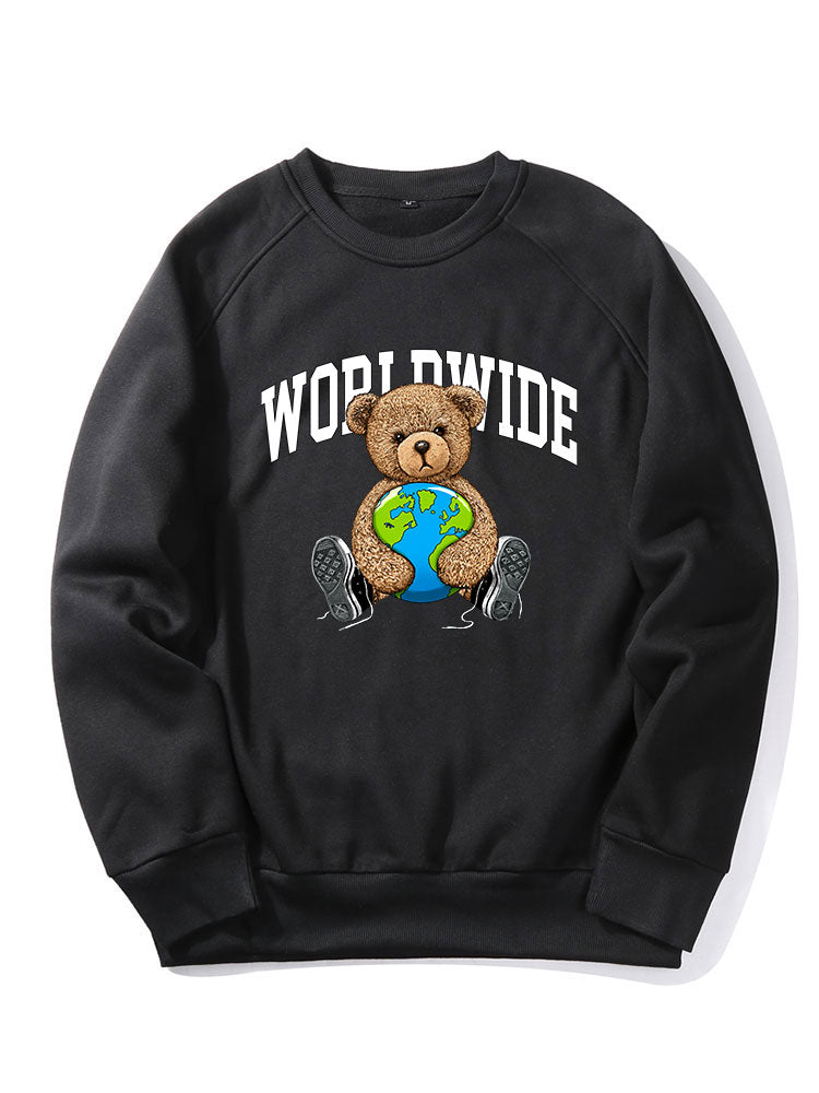Worldwide Bear Print Raglan Sleeves Sweatshirt