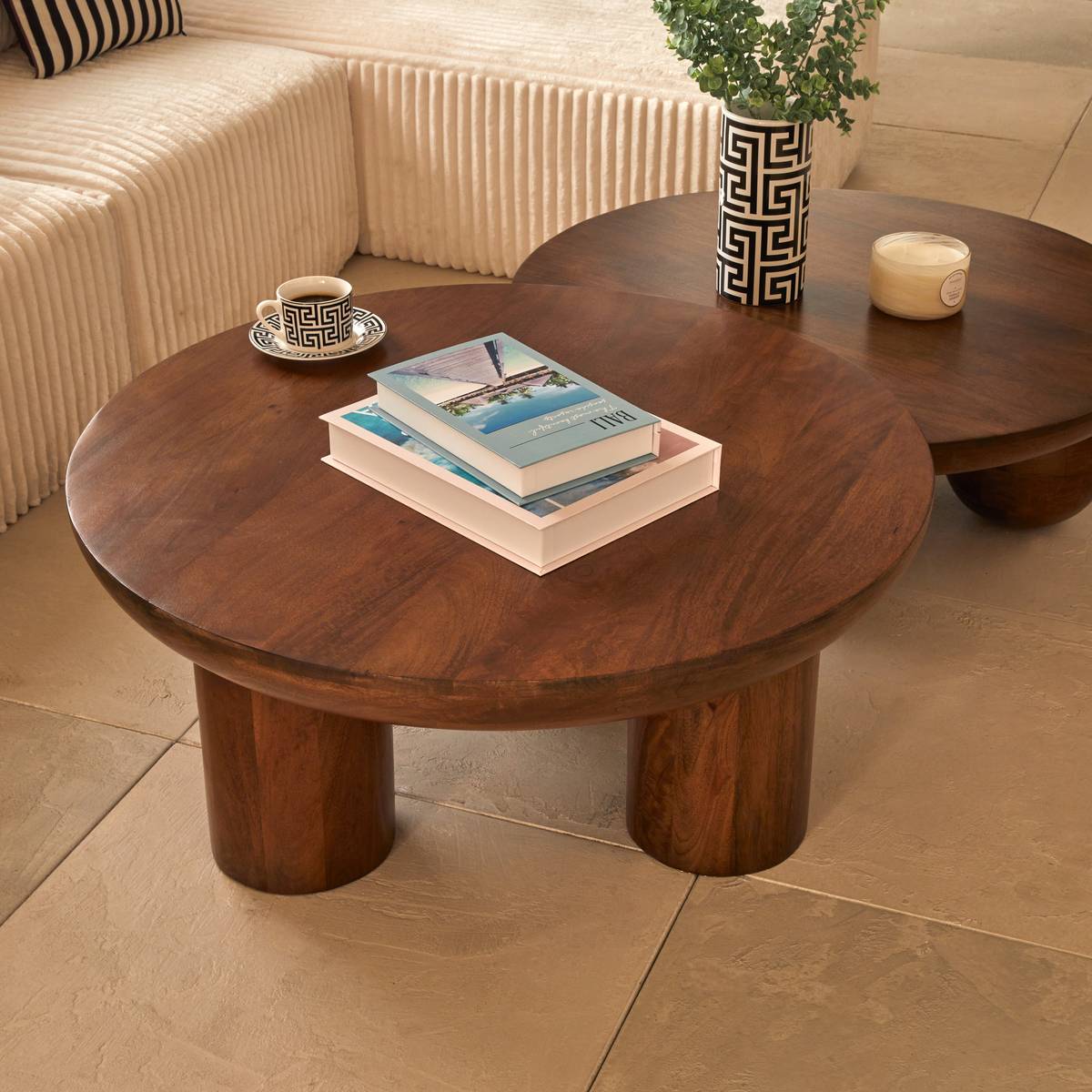 Coffee Table "Stambh" Brown, &Oslash; 90 cm