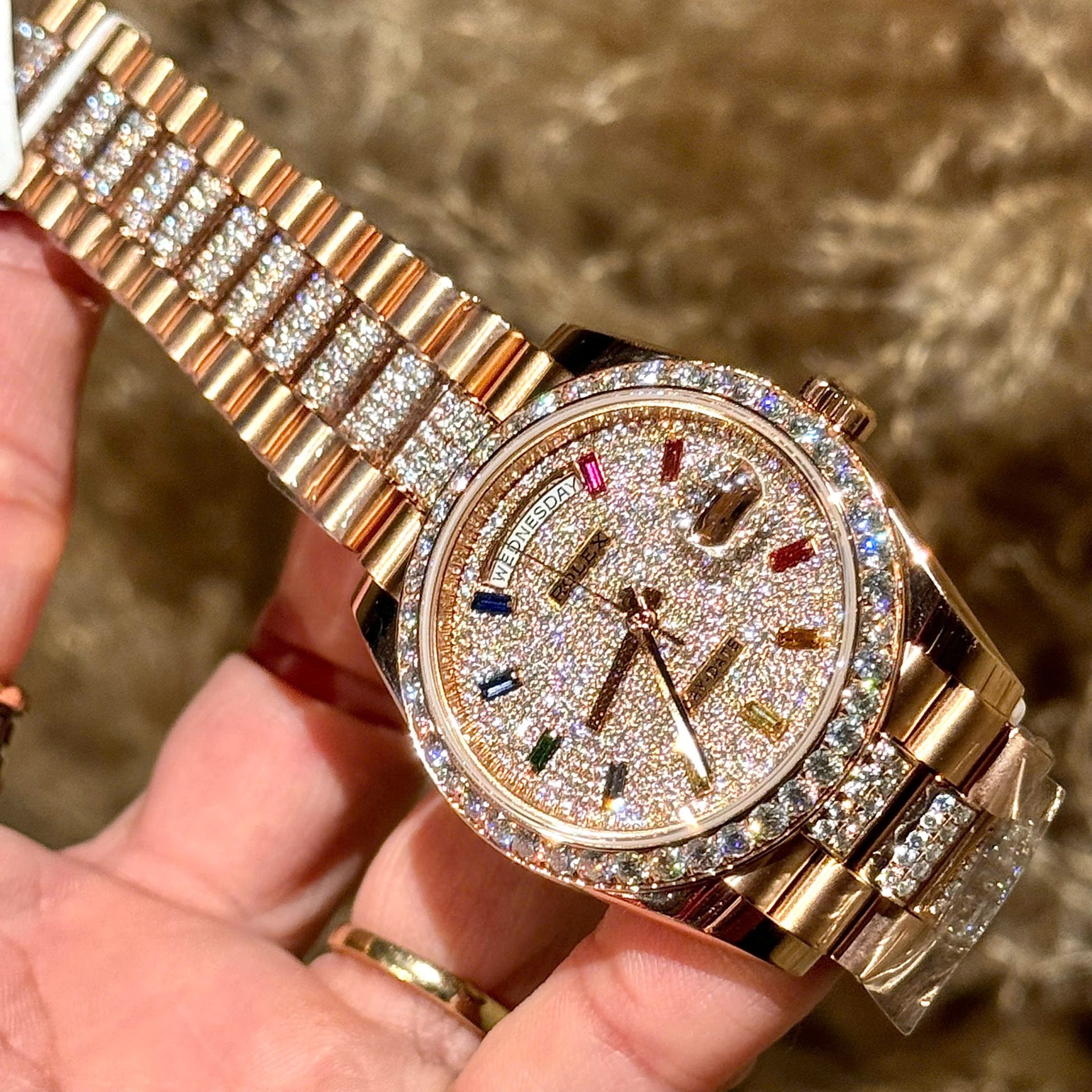 Rolex Day-Date Replica Watches Custom Moissanite Diamonds And Gold Wrapped 40mm - Top club