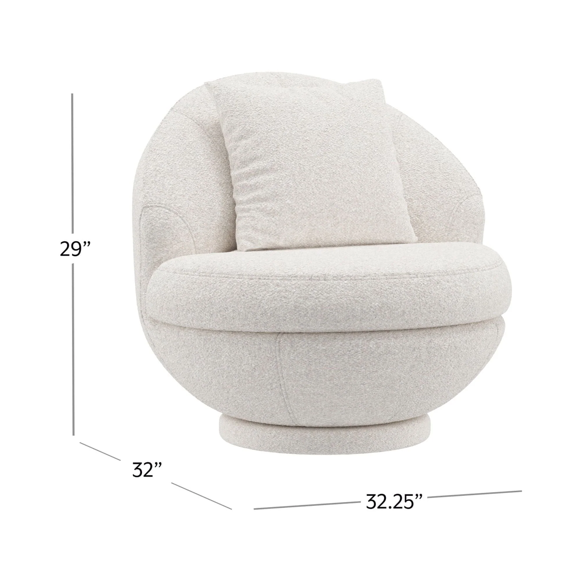 Hillsdale Boulder Upholstered Swivel Storage Chair, Ash White - Image 4