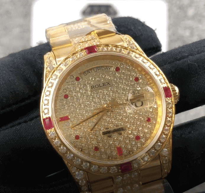 Rolex Datejust 116625 Yellow Gold Diamond Dial Iced Out Replica - Elite Watch Atelier