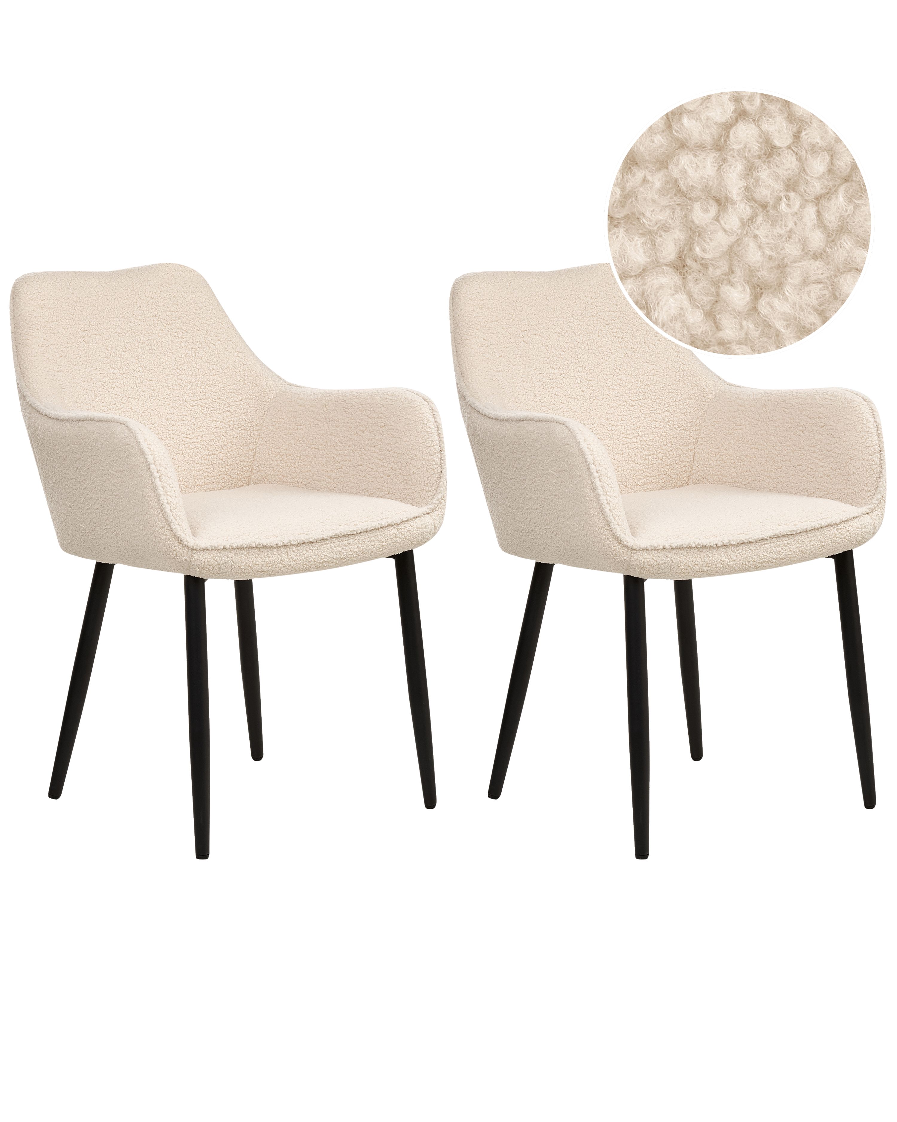 Set of 2 Dining Chairs ALDEN Boucle Light Beige