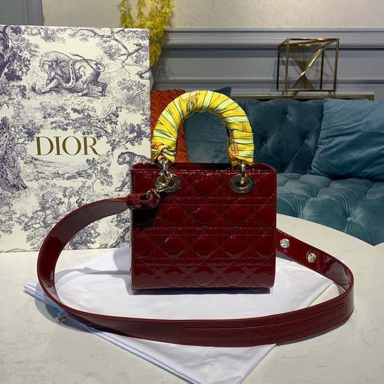 Christian Dior Small Lady Dior Bag with Chain Gold Toned Hardware Burgundy For Women 20cm/8in CD M0538OWCB_M3231:1High-quality replica