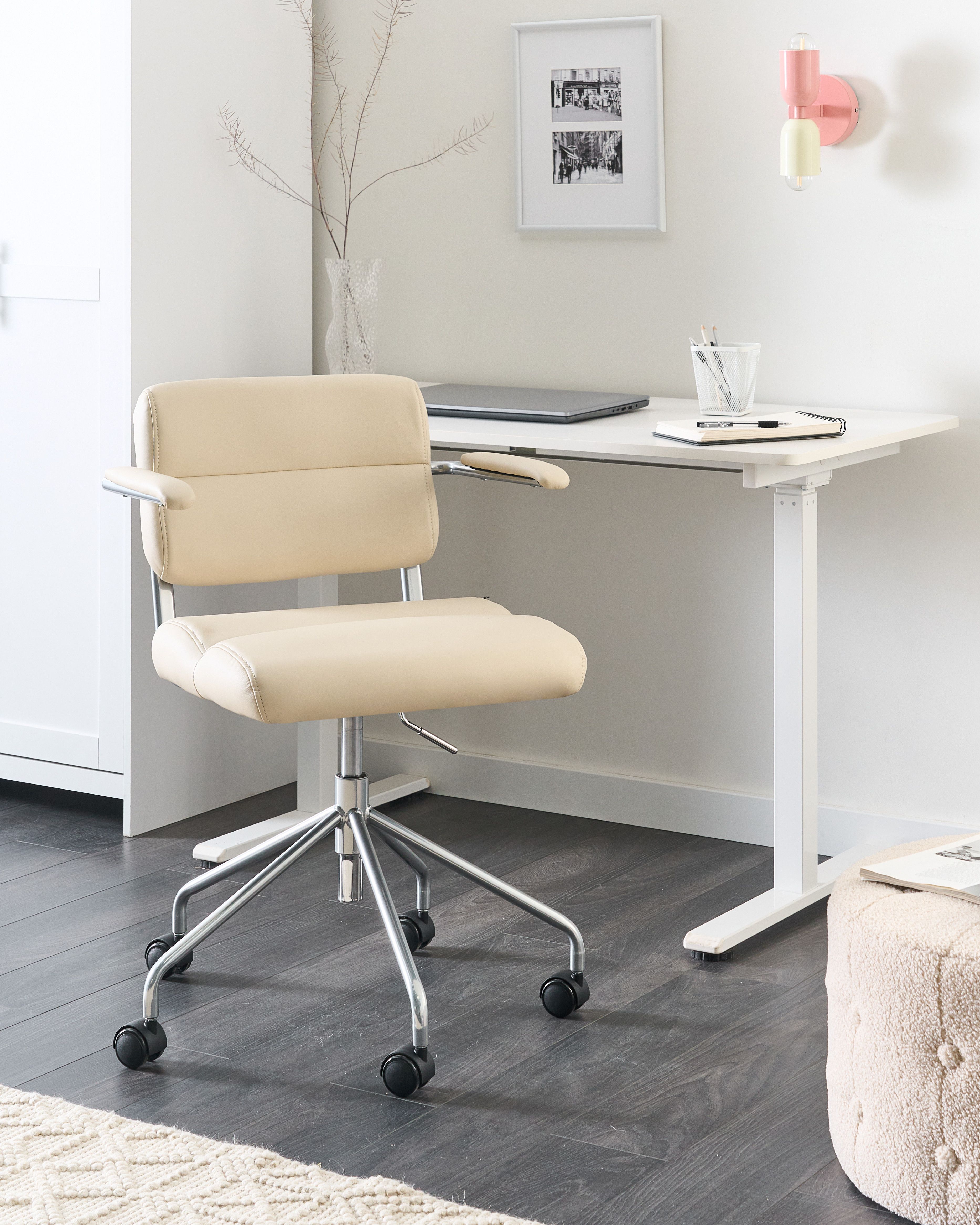 Desk Chair CANDOR Faux Leather Off-White