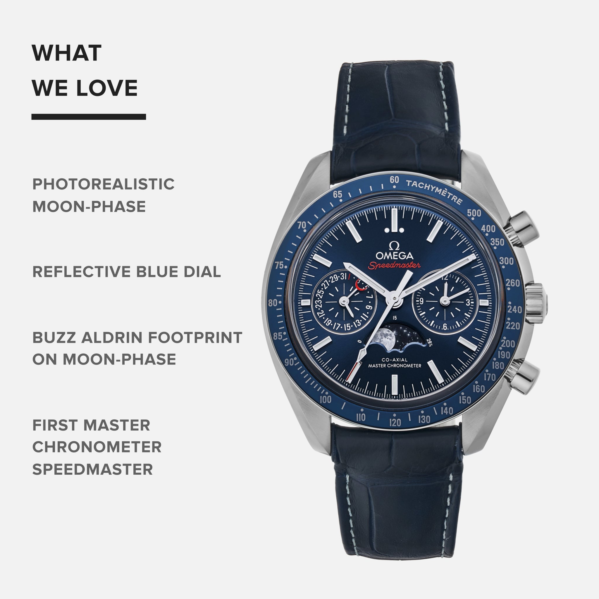 Speedmaster Moonwatch Co-Axial Master Chronometer Moonphase Chronograph 44.25mm Blue Dial(1:1 replica) - Top club