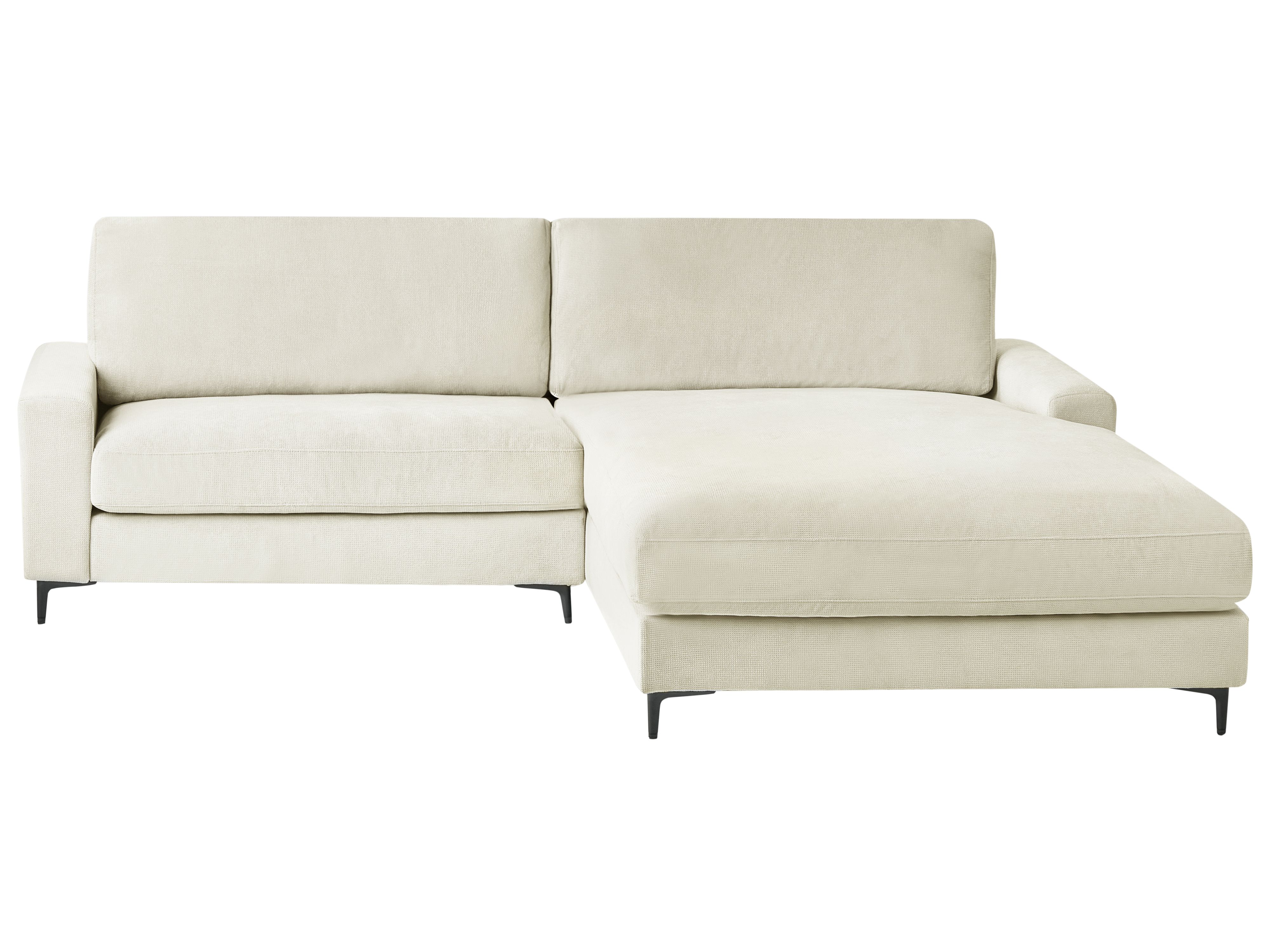 Corner Sofa 3 Seater MALOY Chenille Off-White Left Hand