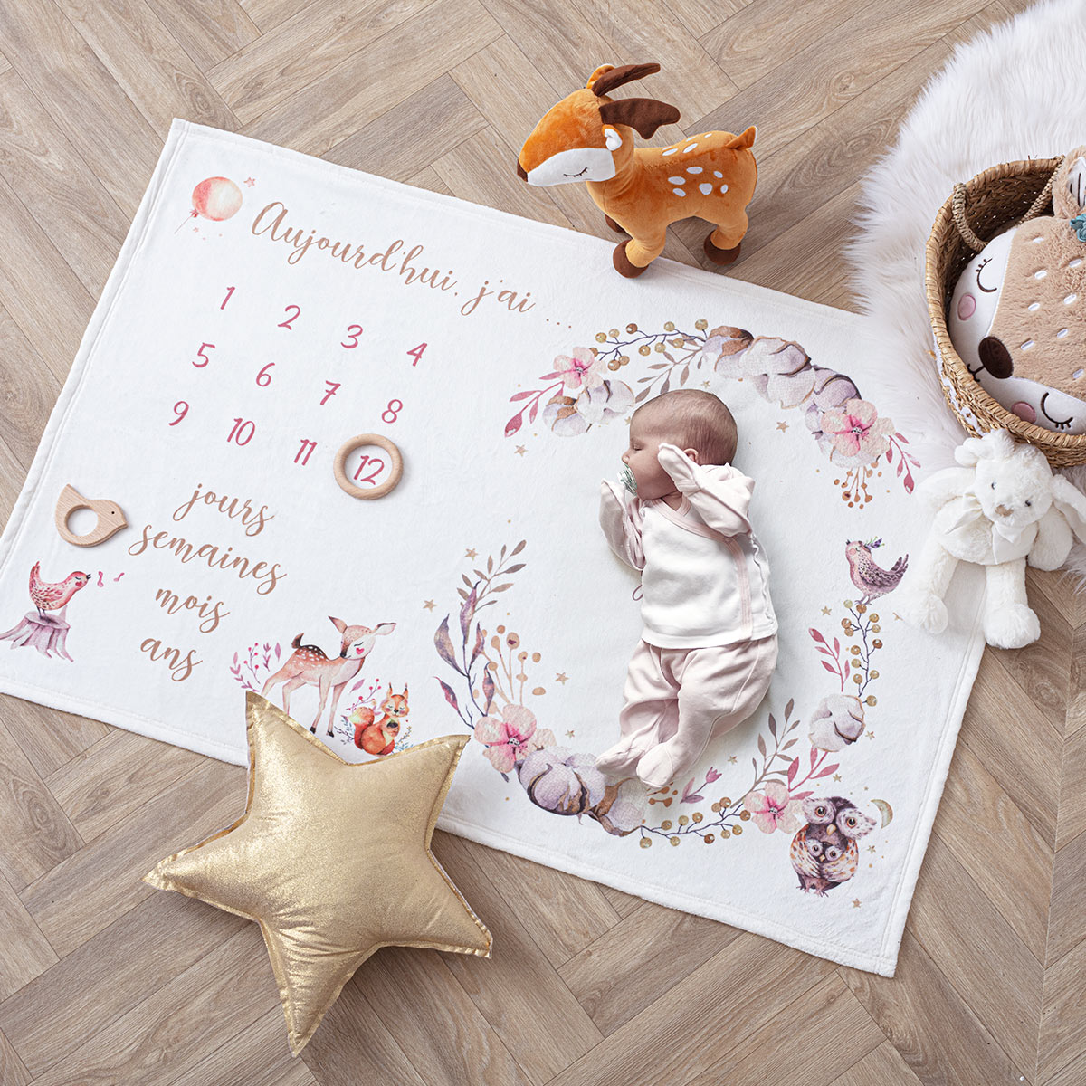 Baby milestone blanket "Nature" 120x80 cm