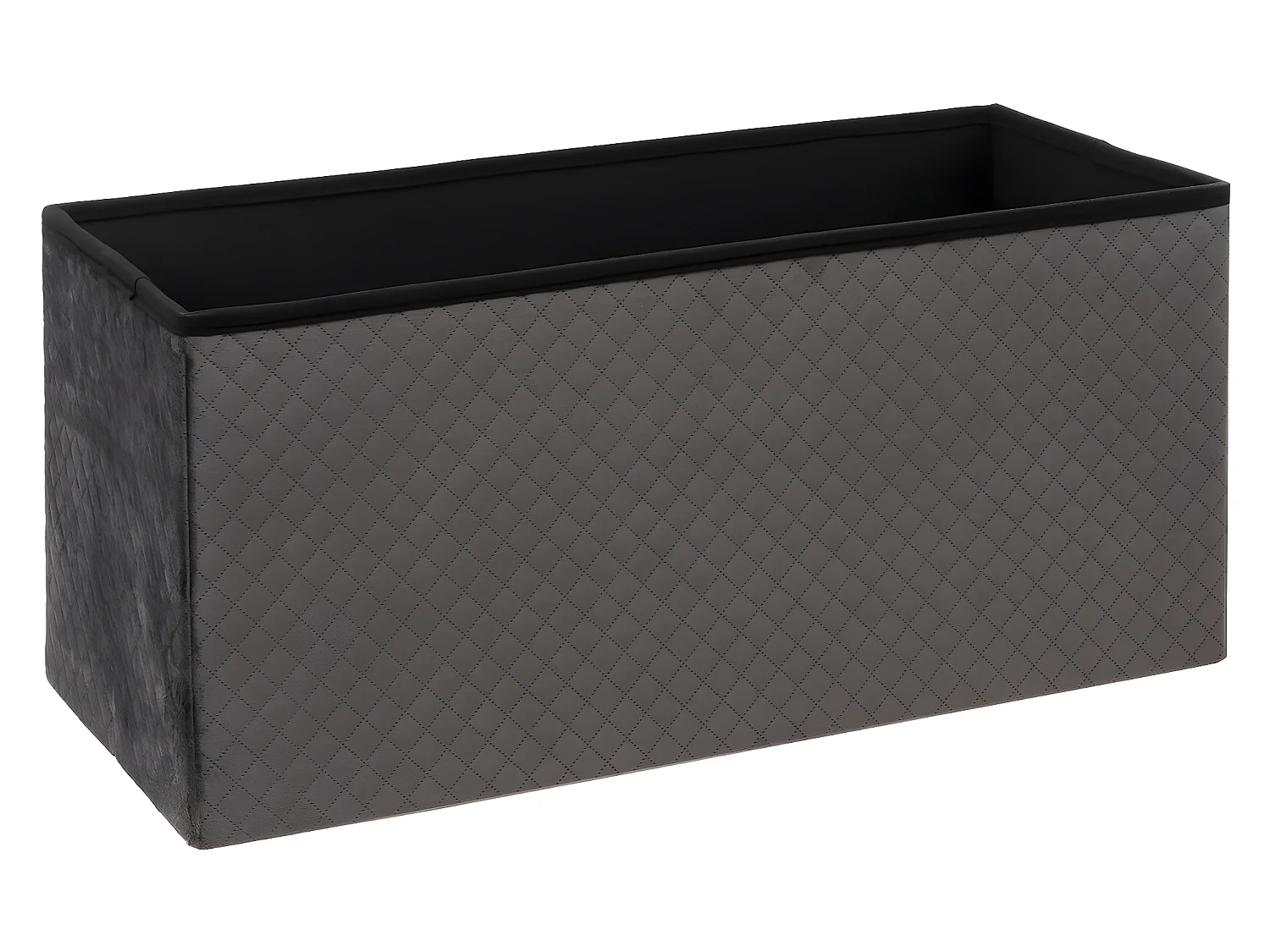 2 en 1 Pouf pliant double et Coffre de rangement en Velours Gris 76 x 38 cm