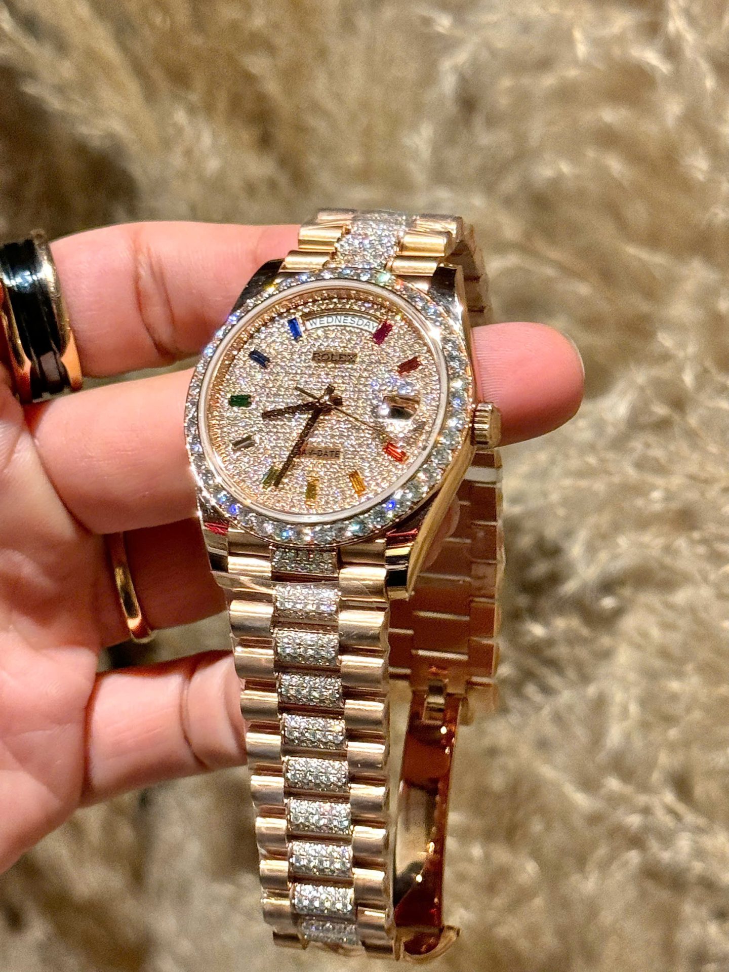 Rolex Day-Date Replica Watches Custom Moissanite Diamonds And Gold Wrapped 40mm - Top club