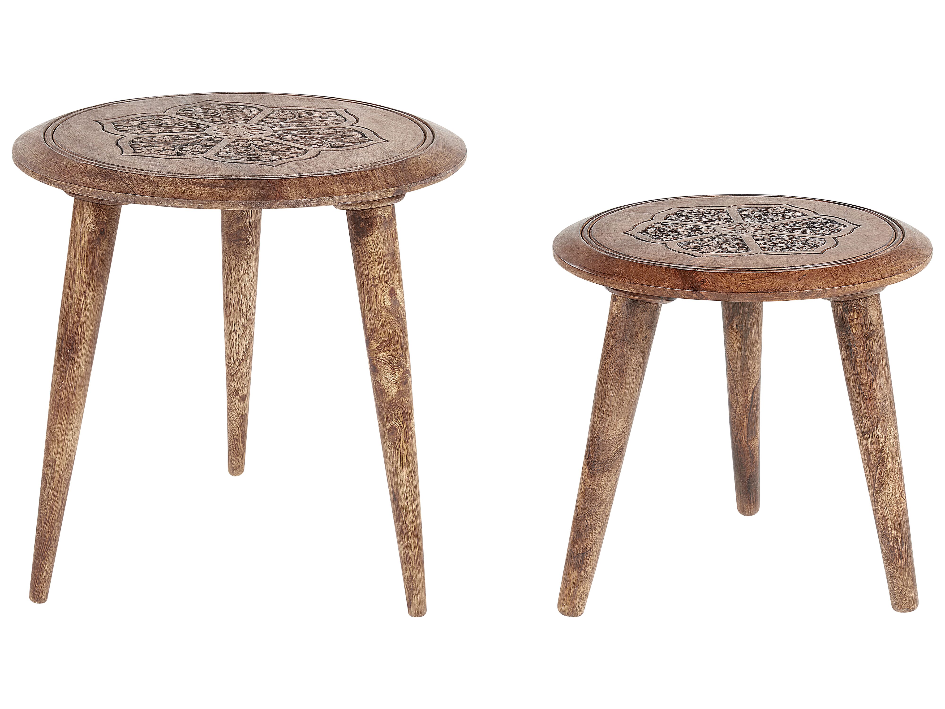 Set of 2 Side Tables TURUA Mango Wood Brown