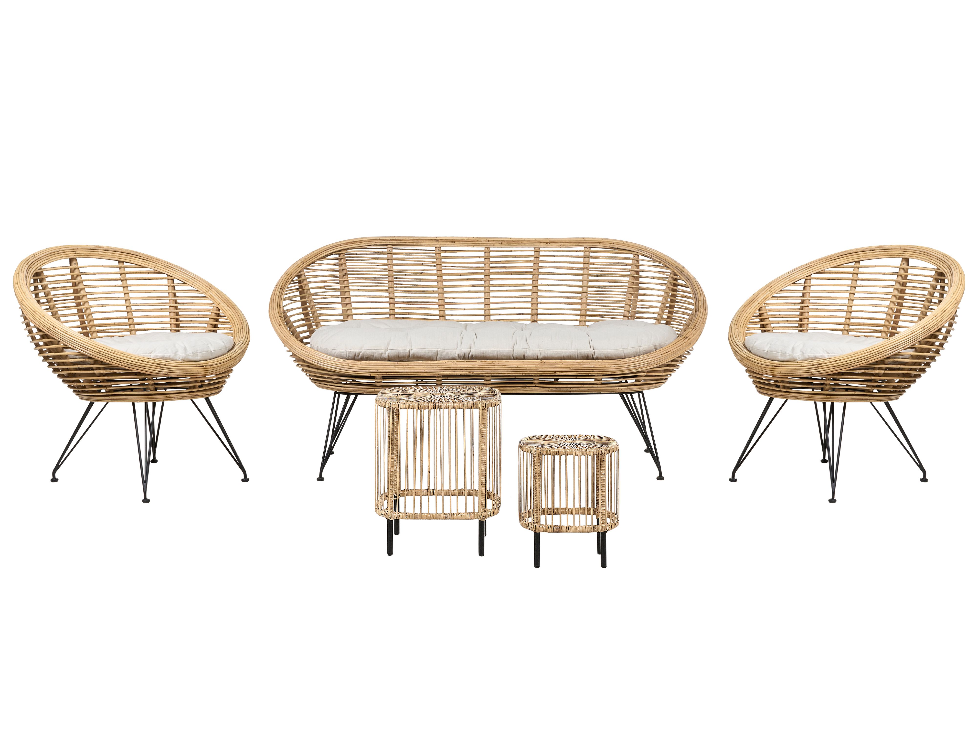 Garden Lounge Set with Table 4 Seater MARATEA/CESENATICO Rattan Natural
