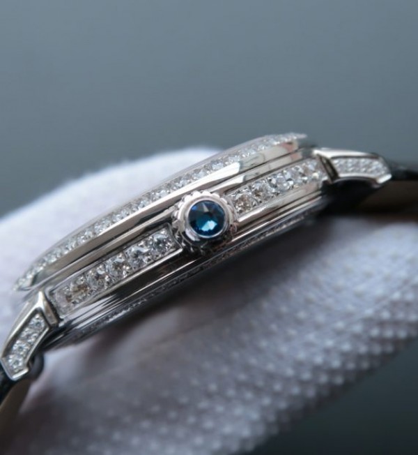 Replica Cartier Tourbillon SS Diamonds Dial Bezel Leather Strap - Top club