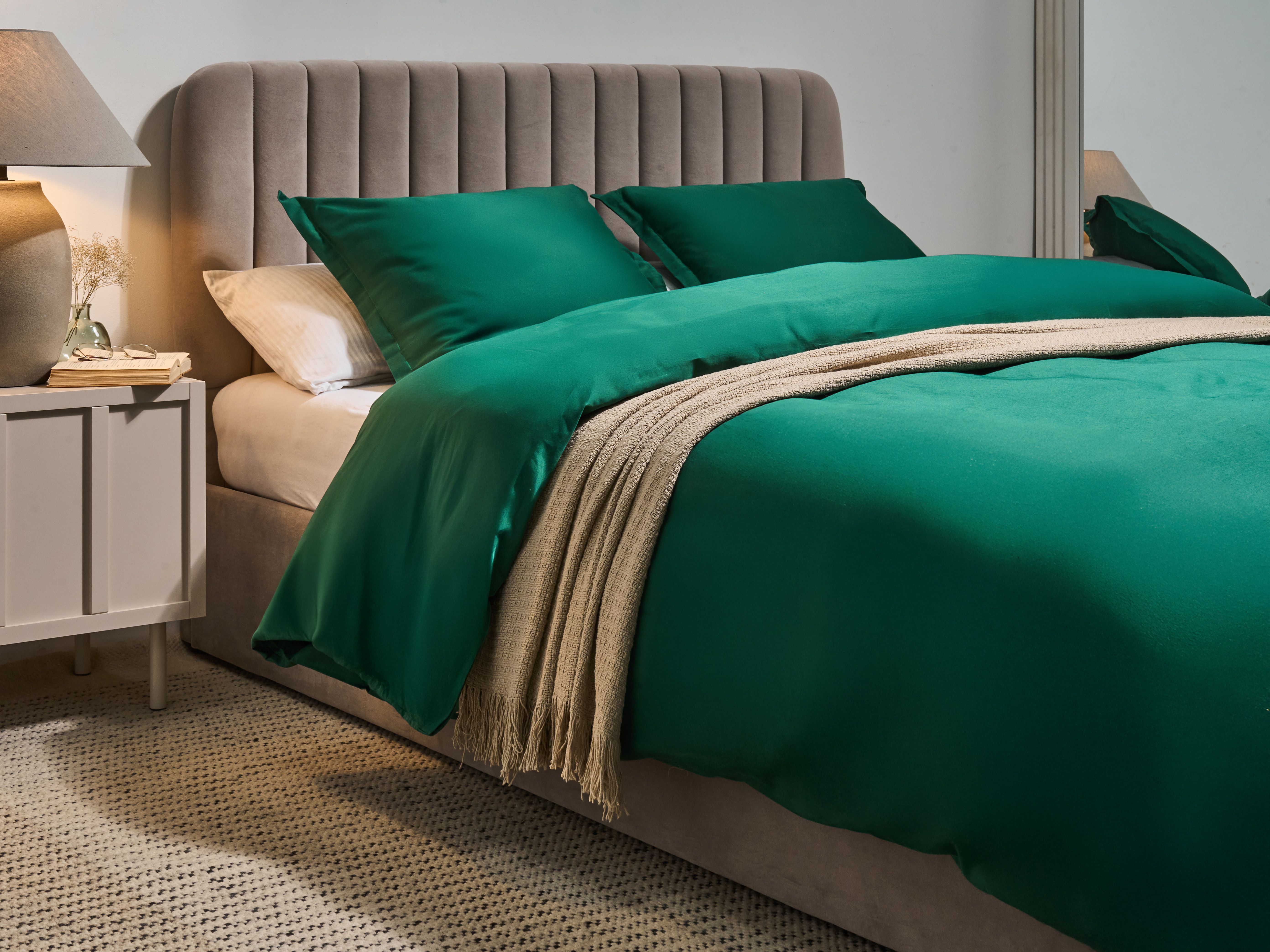 Duvet Cover Set PARKROSE Sateen Cotton 220 x 240 cm Green