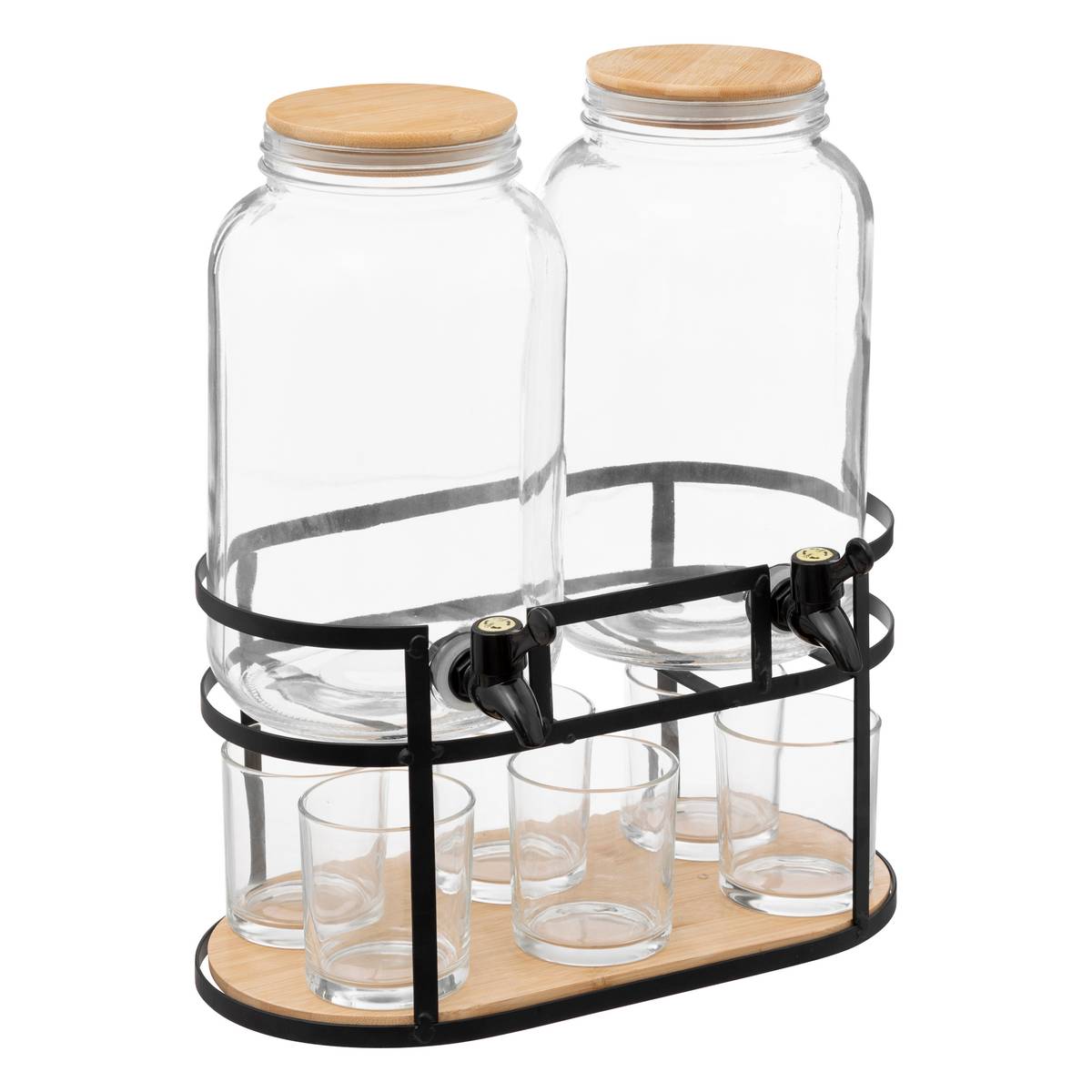 Double dispenser with 6 glasses "Duo" 3.3L, Transparent