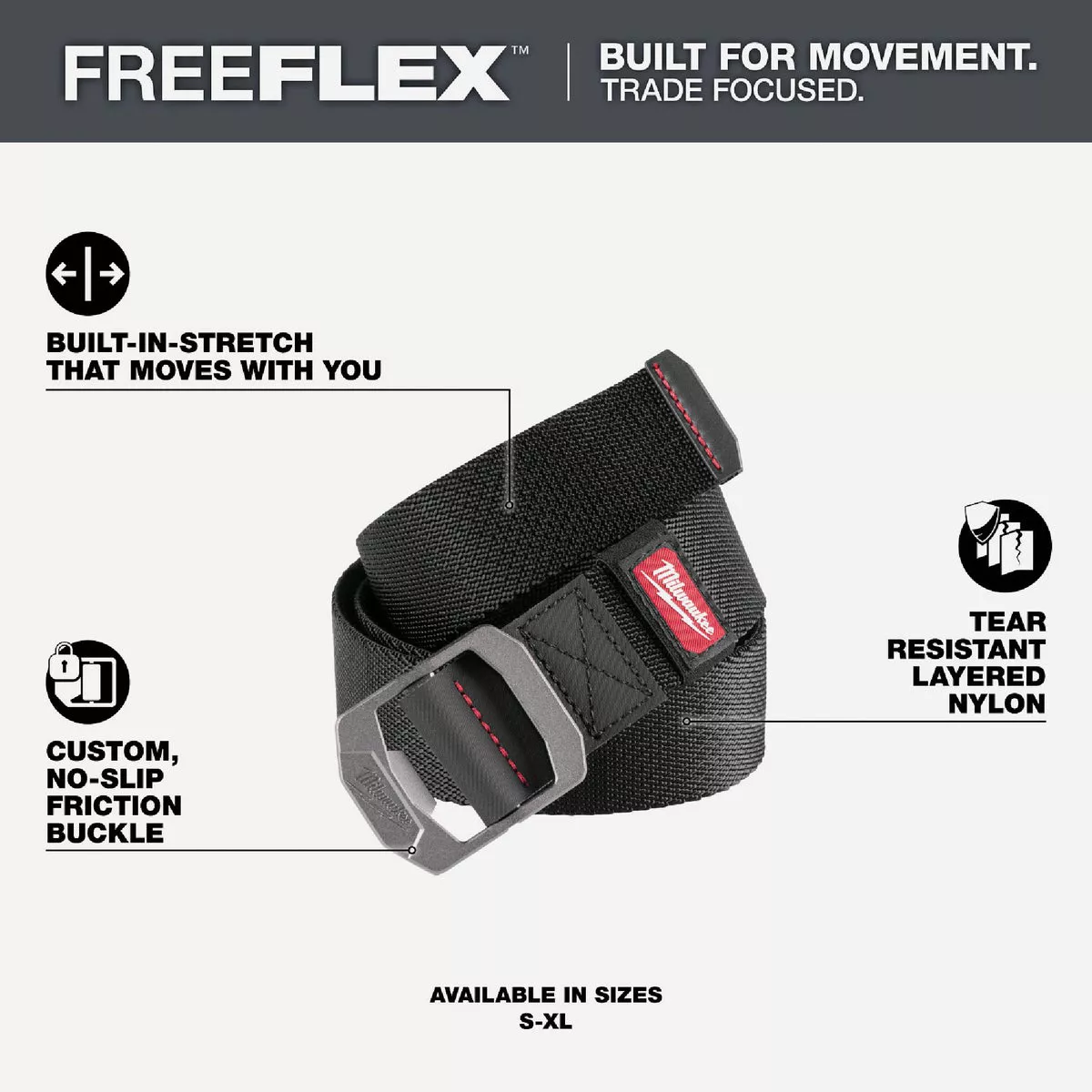 Milwaukee FREEFLEX 1.5 In. x 39 In. Nylon Webbing Belt