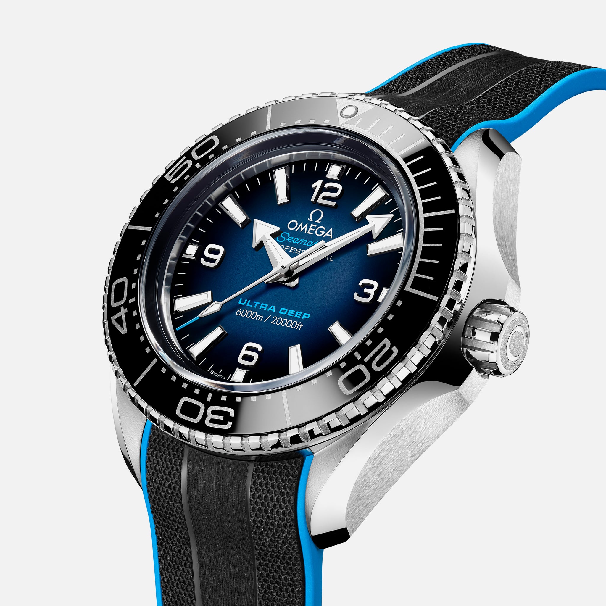 Seamaster Planet Ocean Ultra Deep Professional 6000M Co-Axial Master Chronometer 45.5mm Blue Dial On Rubber Strap(1:1 replica) - Top club