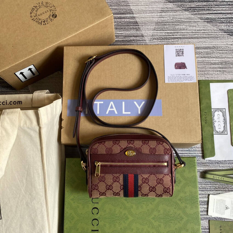 Replica Gucci Ophidia Mini Bag With Web 517350 Burgundy1:1High-quality replica
