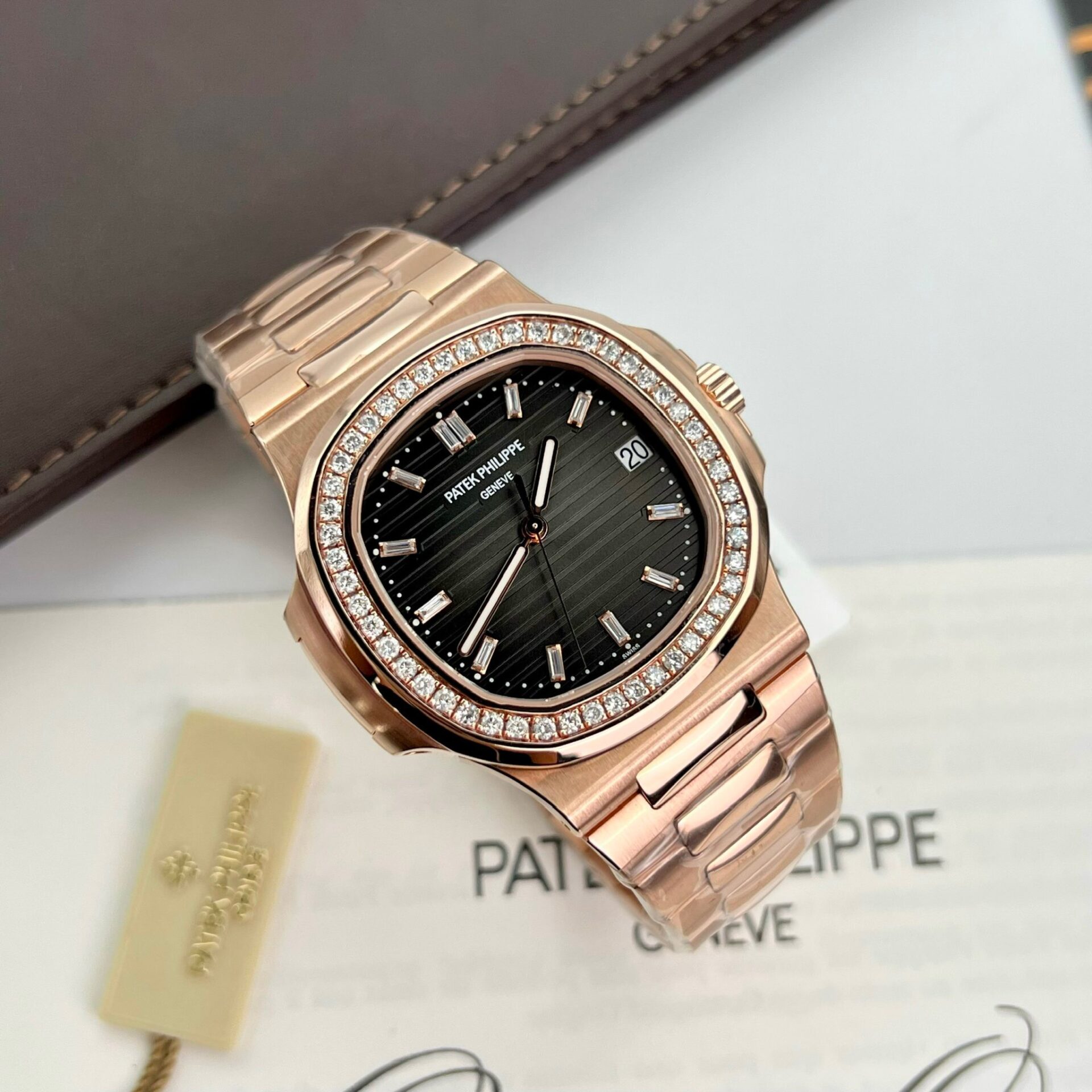 Patek Philippe 5711 Natural Diamond Replica Watch 18K Gold Wrapped 40mm - Top club