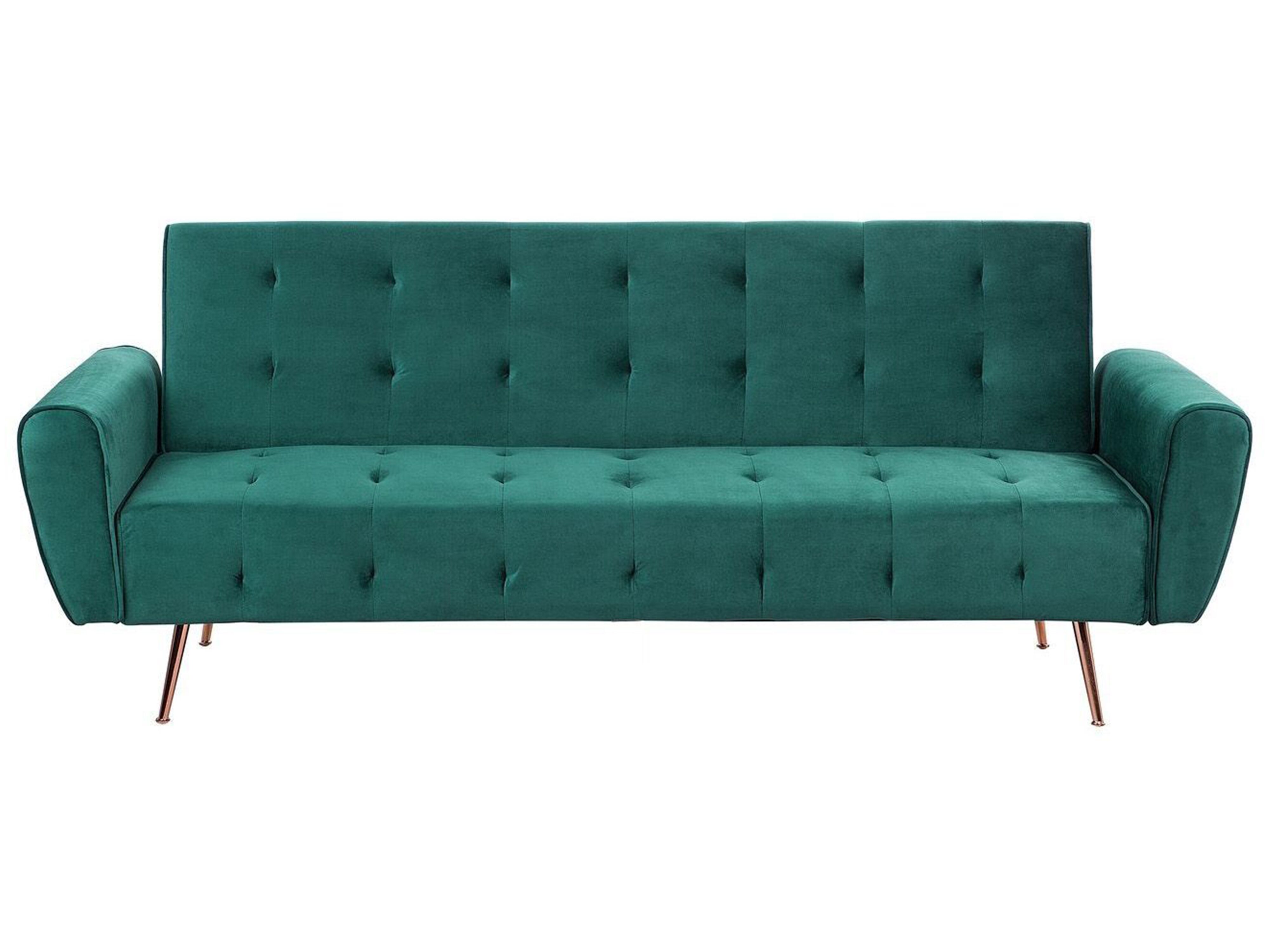 Sofa Bed 3 Seater SELNES Velvet Emerald Green