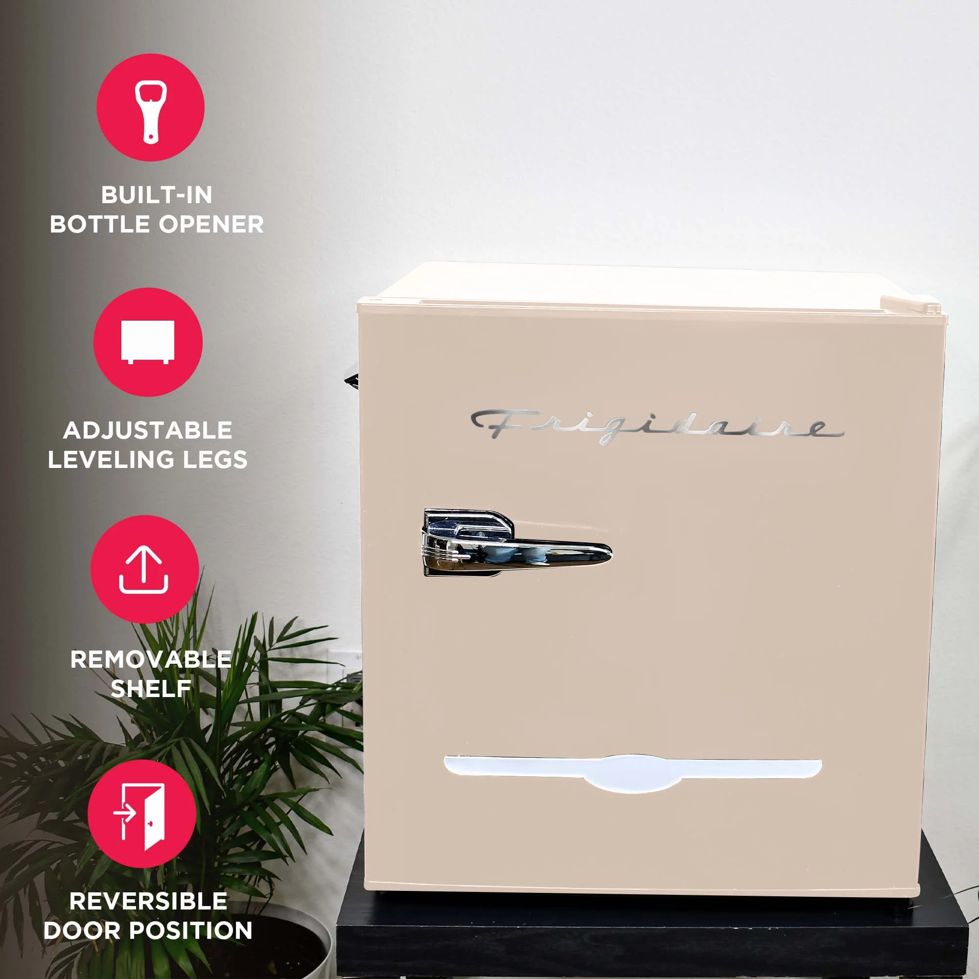 Frigidaire 1.6 Cu ft. Retro Compact Refrigerator with Side Bottle Opener, Coral - Image 2