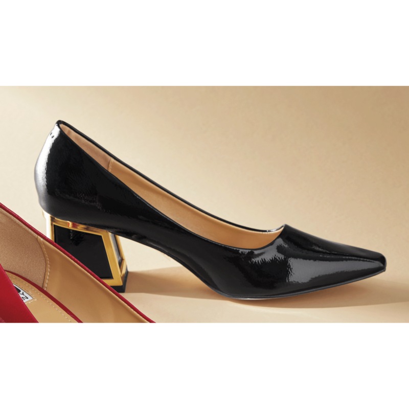 Ninety Union Women's Blink Pump in Shiny Faux Patent with Statement Heel - MIDNIGHT VELVET CATALOG